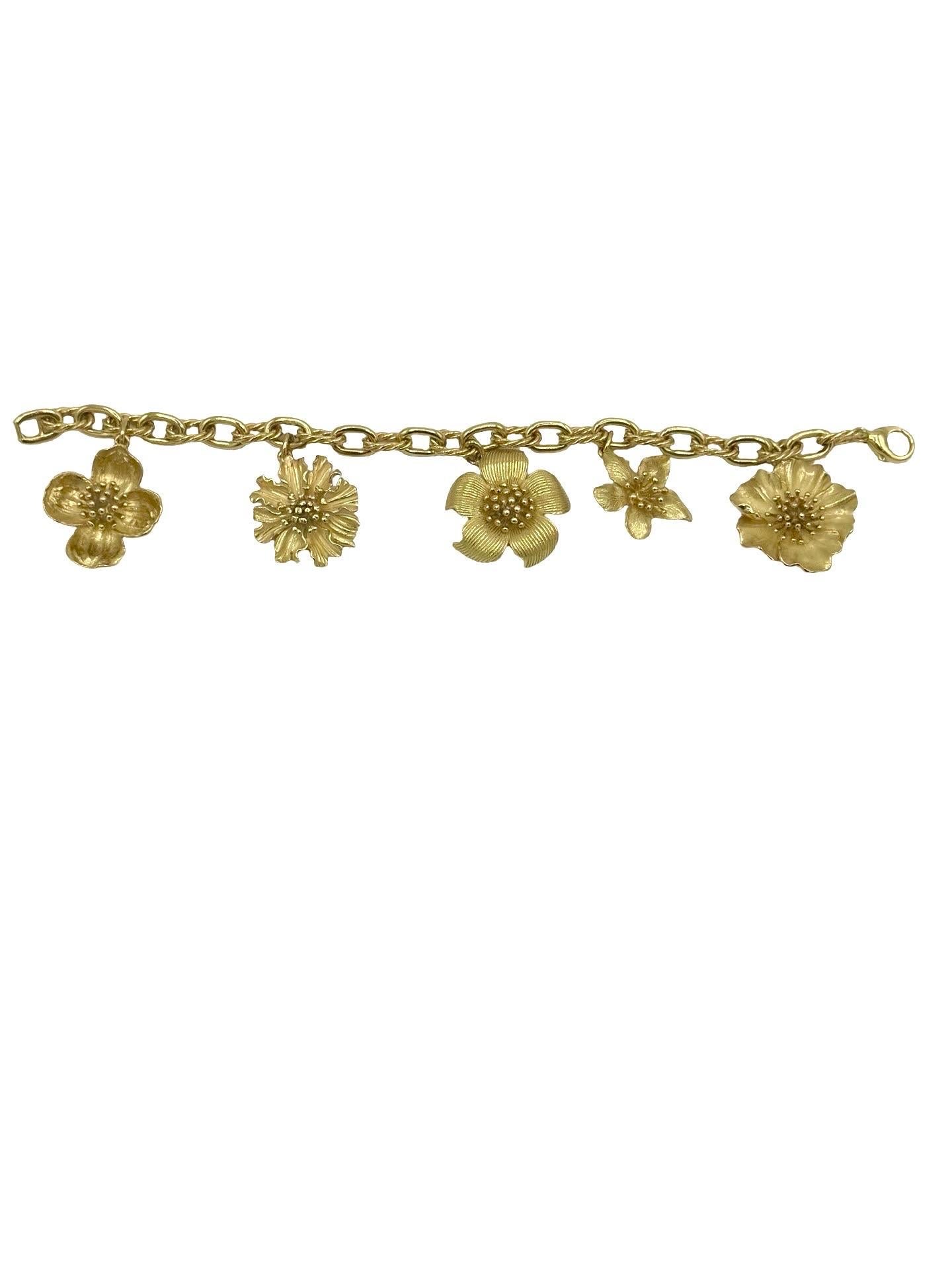 Rara Tiffany & Co. Bracciale Charm Perennial Dogwood, oro giallo 18 carati, CIRCA 2000 in vendita 4