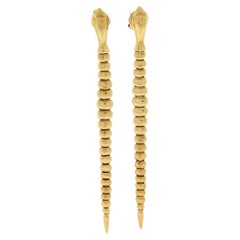 Rare Tiffany & Co. Boucles d'oreilles Peretti en or 18k à maillons serpent longs de 2.7" et à houppes pendantes