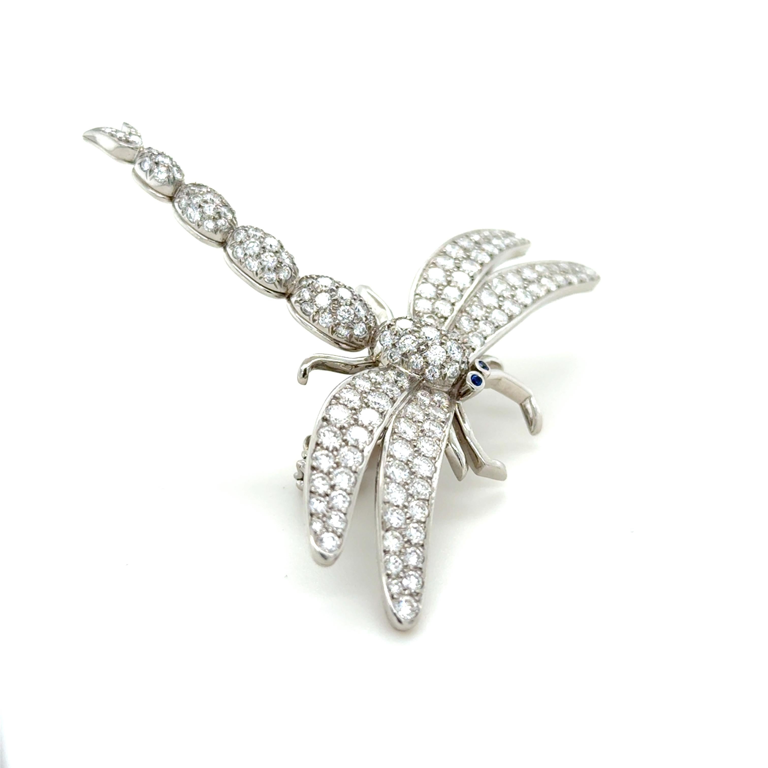 Taglio brillante Rara Tiffany & Co. Enhancer Dragonfly in platino e diamanti in vendita