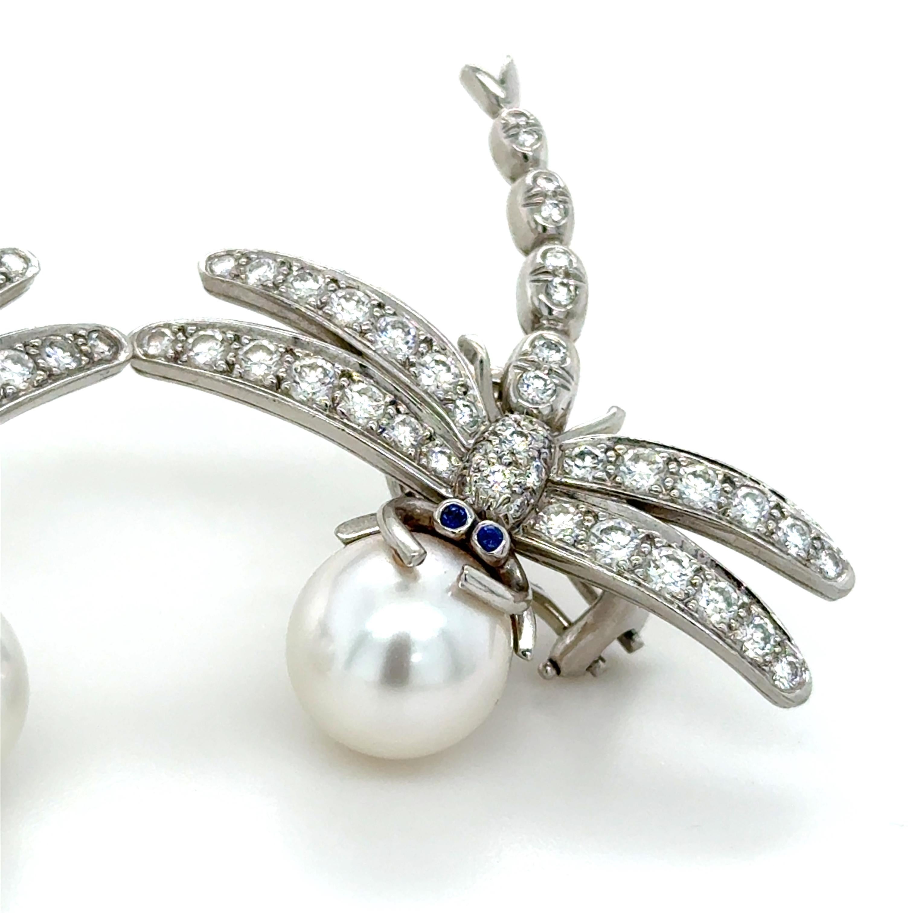 Donna Rara Tiffany & Co. Orecchini Dragonfly in platino, diamanti e perle in vendita