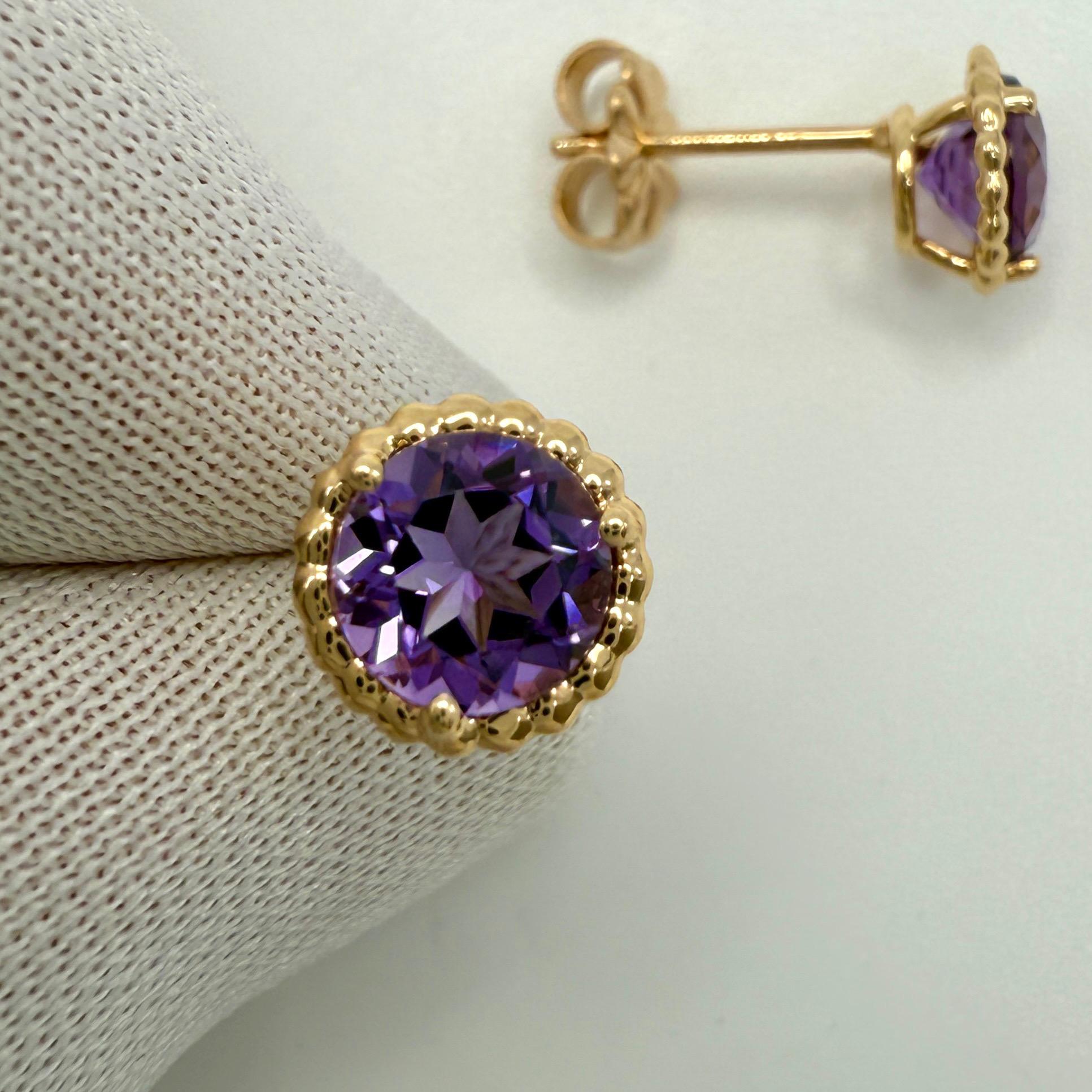 Rara Tiffany & Co. Orecchini tondi Sparkler in oro rosa 18k con ametista viola in vendita 5