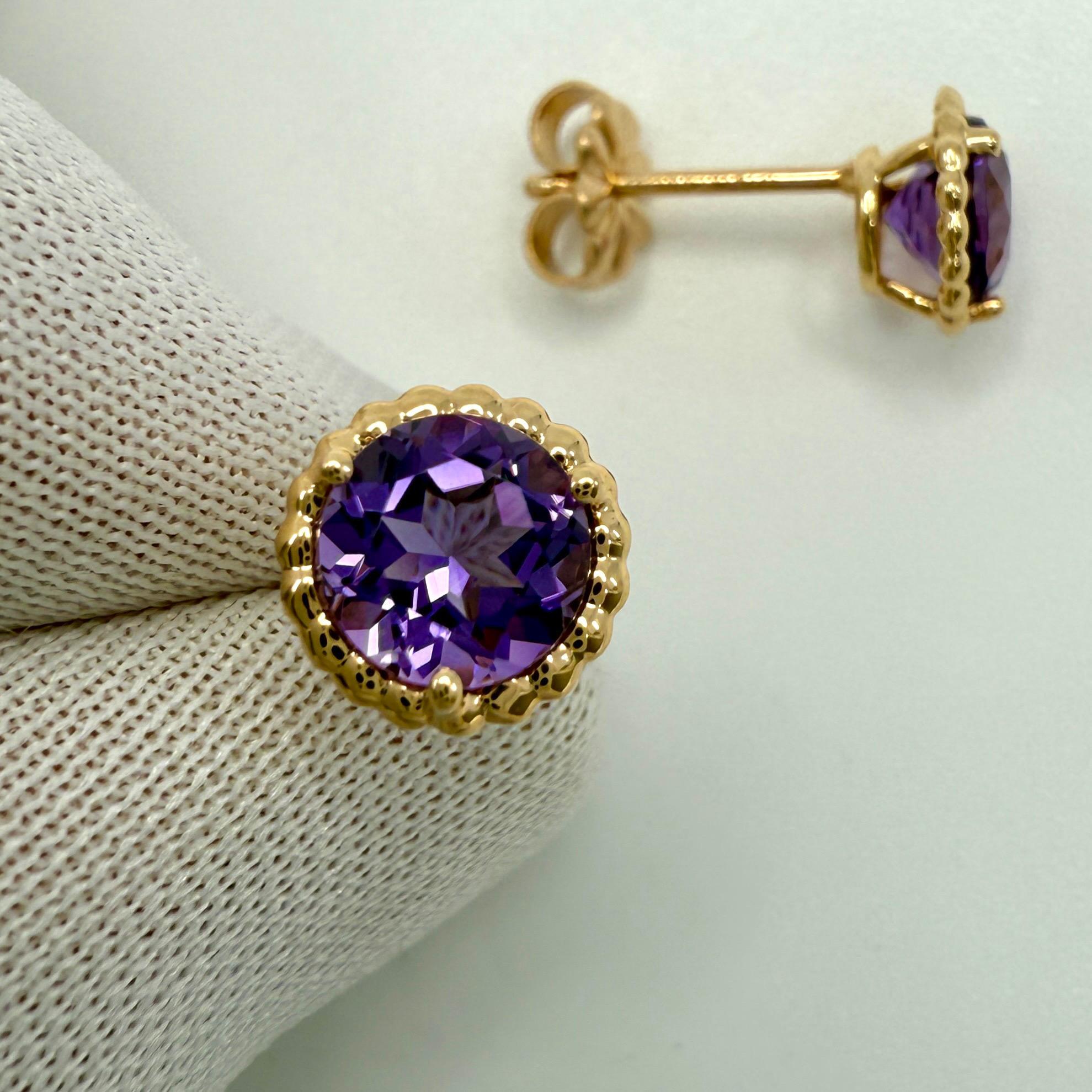 Taglio rotondo Rara Tiffany & Co. Orecchini tondi Sparkler in oro rosa 18k con ametista viola in vendita