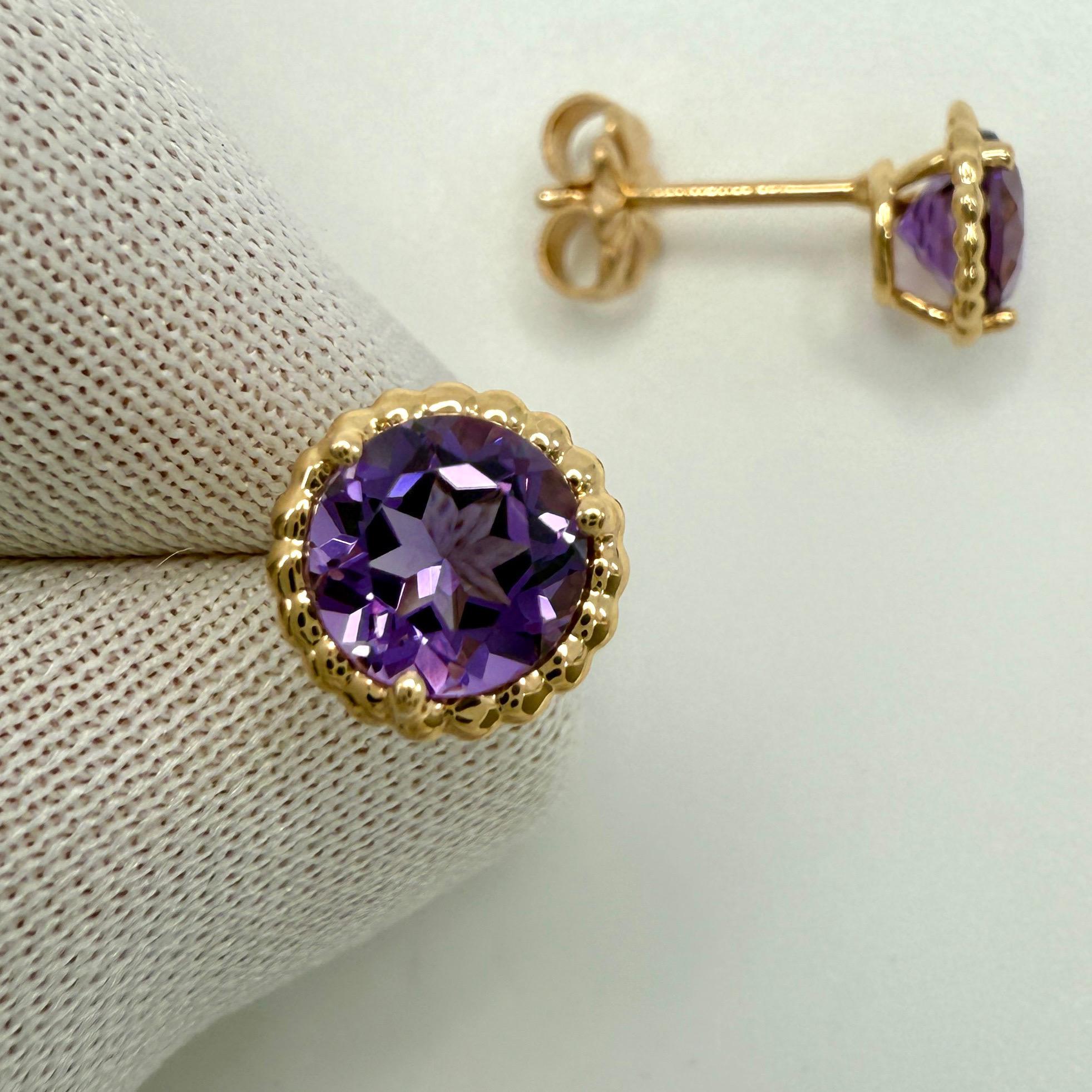 Rara Tiffany & Co. Orecchini tondi Sparkler in oro rosa 18k con ametista viola In condizioni ottime in vendita a Birmingham, GB