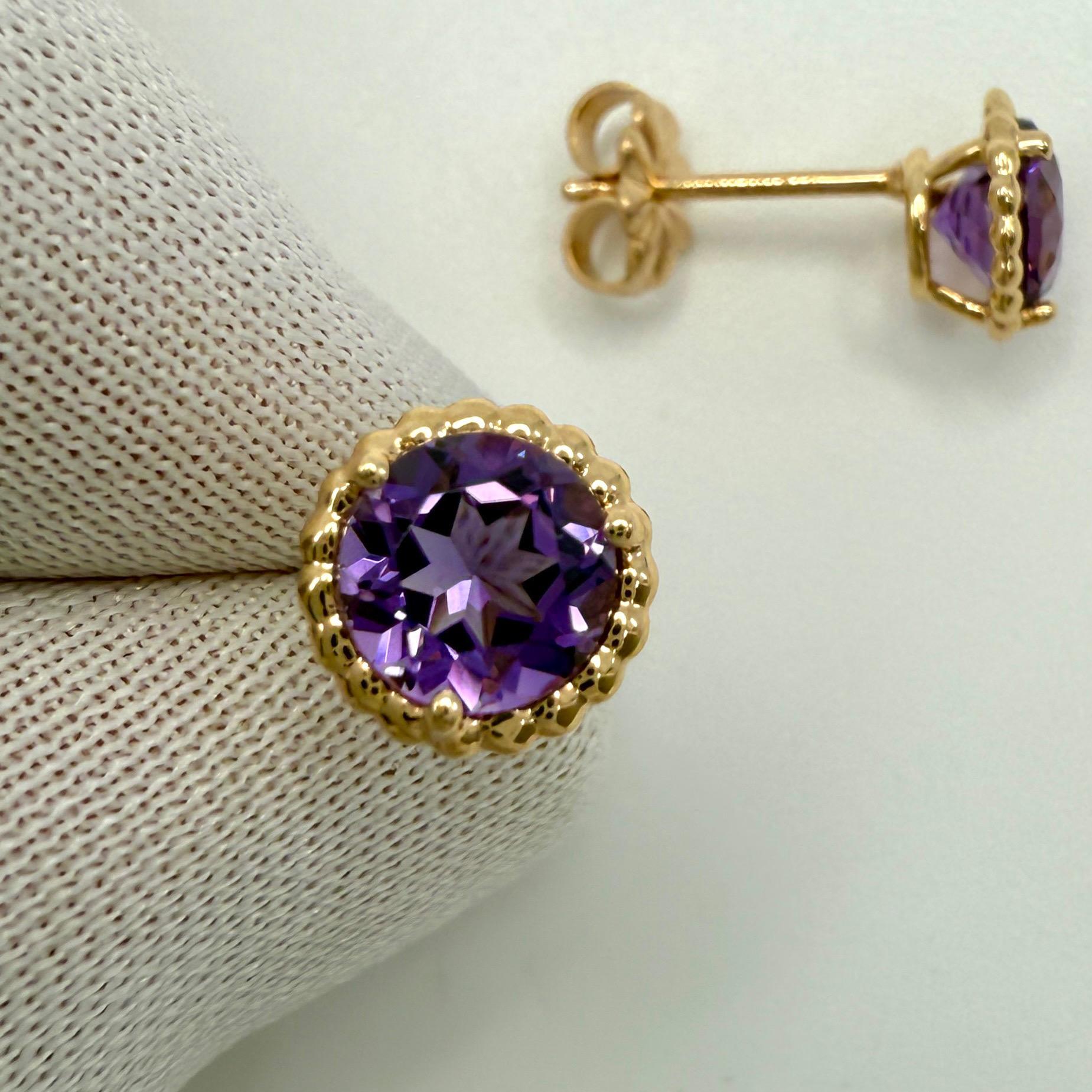 Rara Tiffany & Co. Orecchini tondi Sparkler in oro rosa 18k con ametista viola in vendita 1