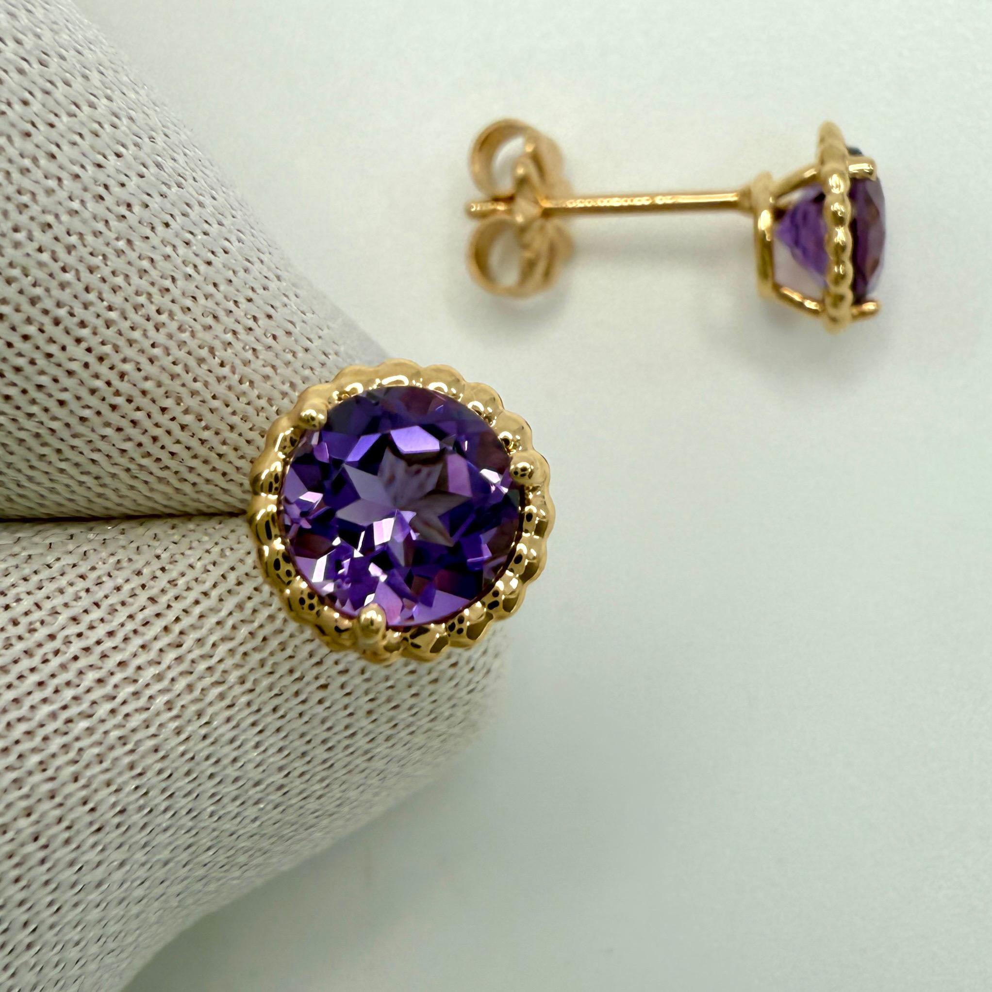Rara Tiffany & Co. Orecchini tondi Sparkler in oro rosa 18k con ametista viola in vendita 3