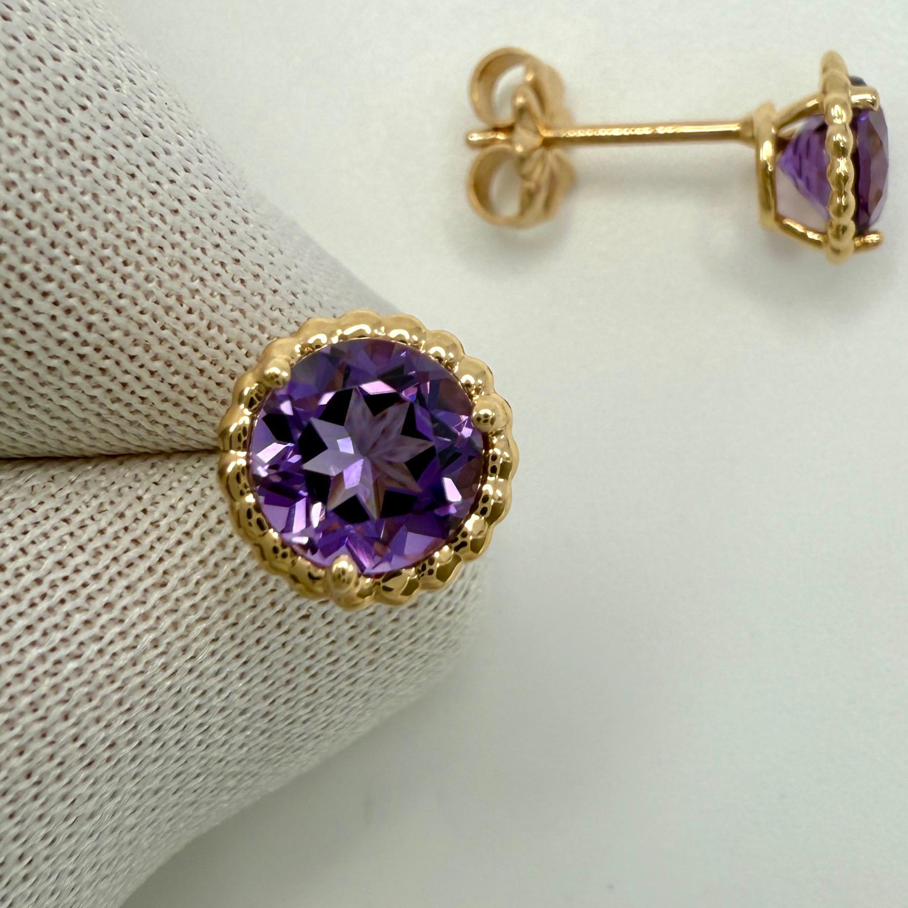 Rara Tiffany & Co. Orecchini tondi Sparkler in oro rosa 18k con ametista viola in vendita 4