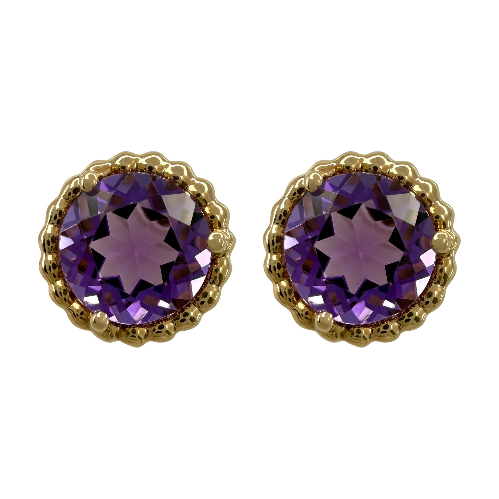 Rare Tiffany & Co. Purple Amethyst 18k Rose Gold Sparkler Round Stud Earrings