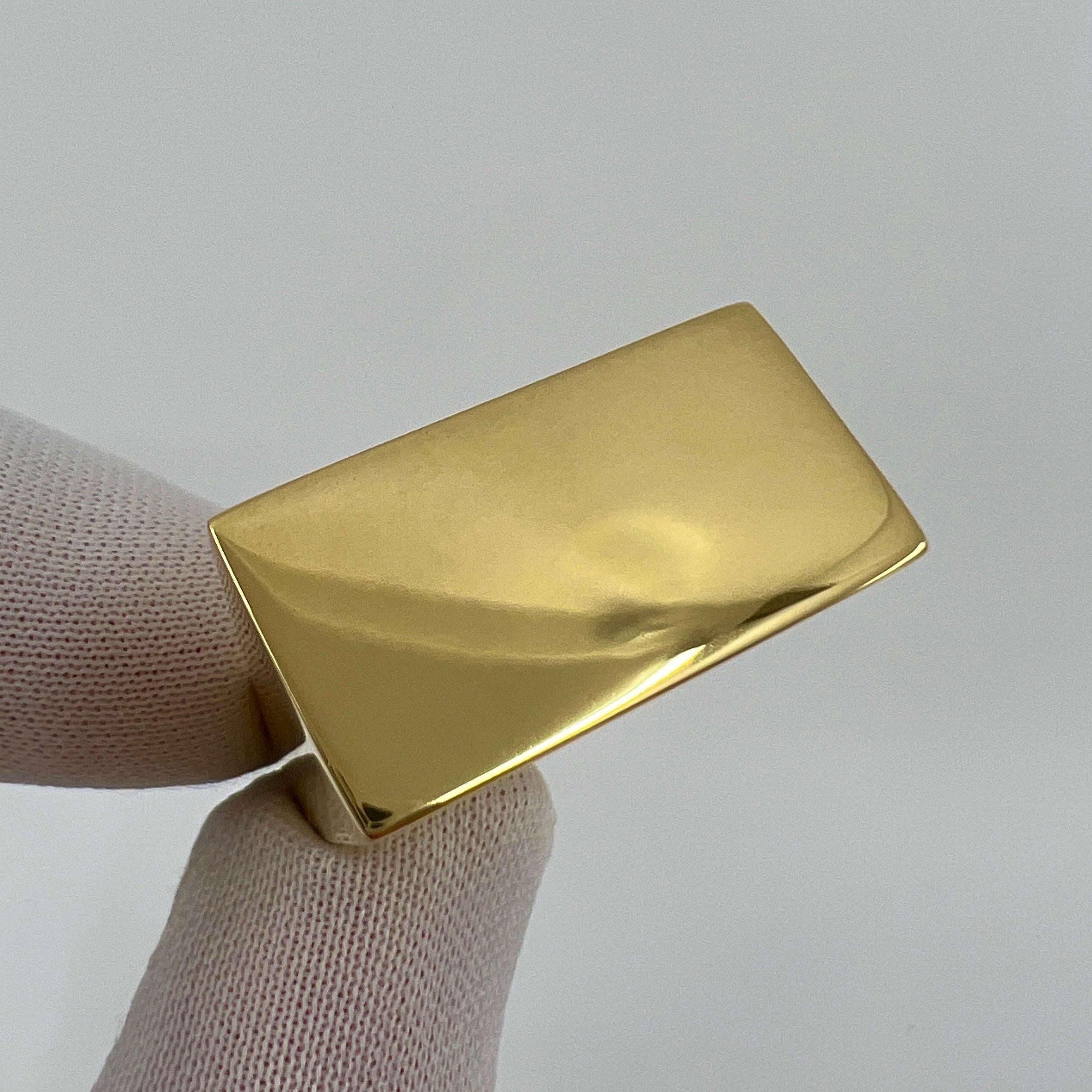 Rare Tiffany & Co. Rectangle Made In Italy 18k Yellow Gold Bold Statement Ring For Sale 6