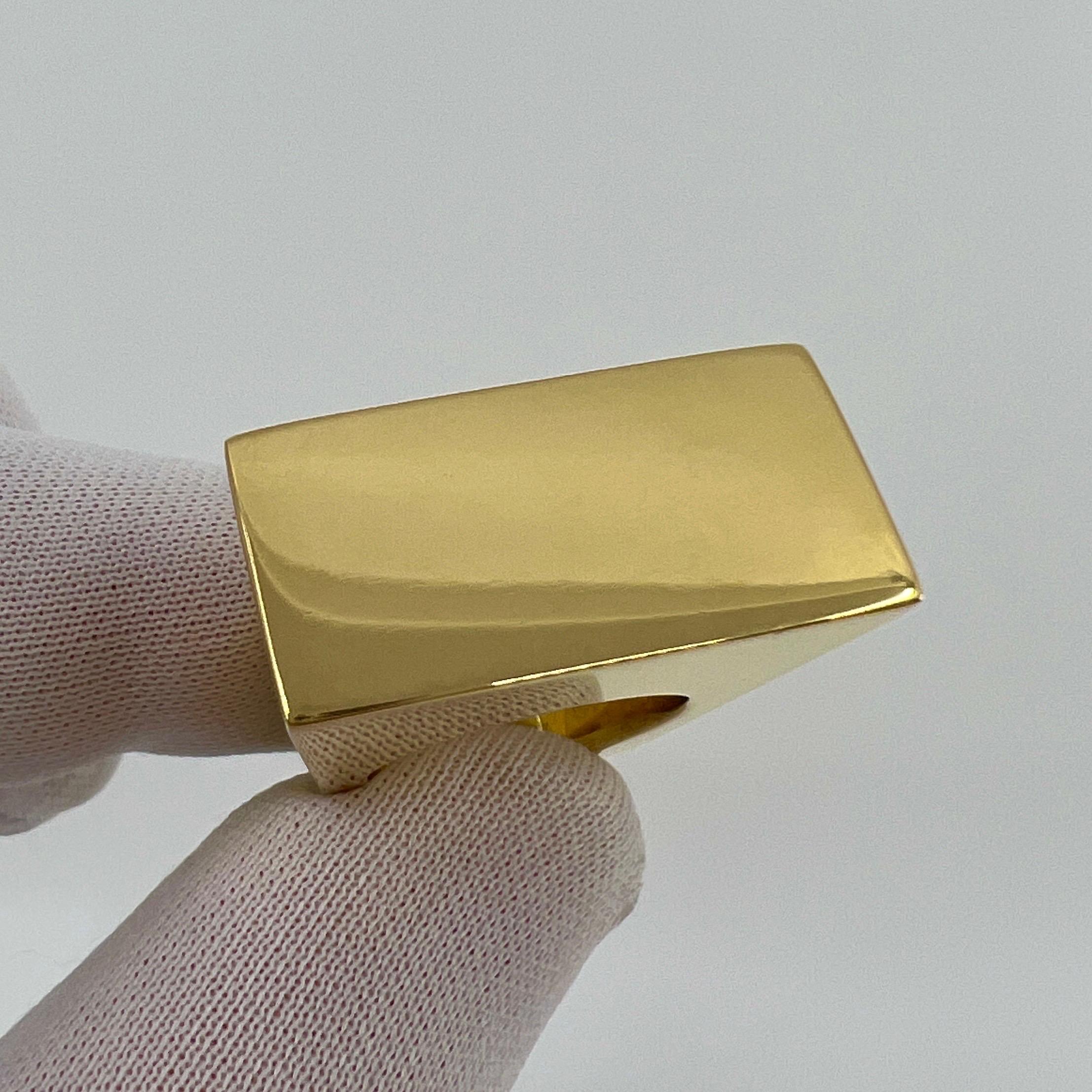 Rare Tiffany & Co. Rectangle Made In Italy 18k Yellow Gold Bold Statement Ring For Sale 8