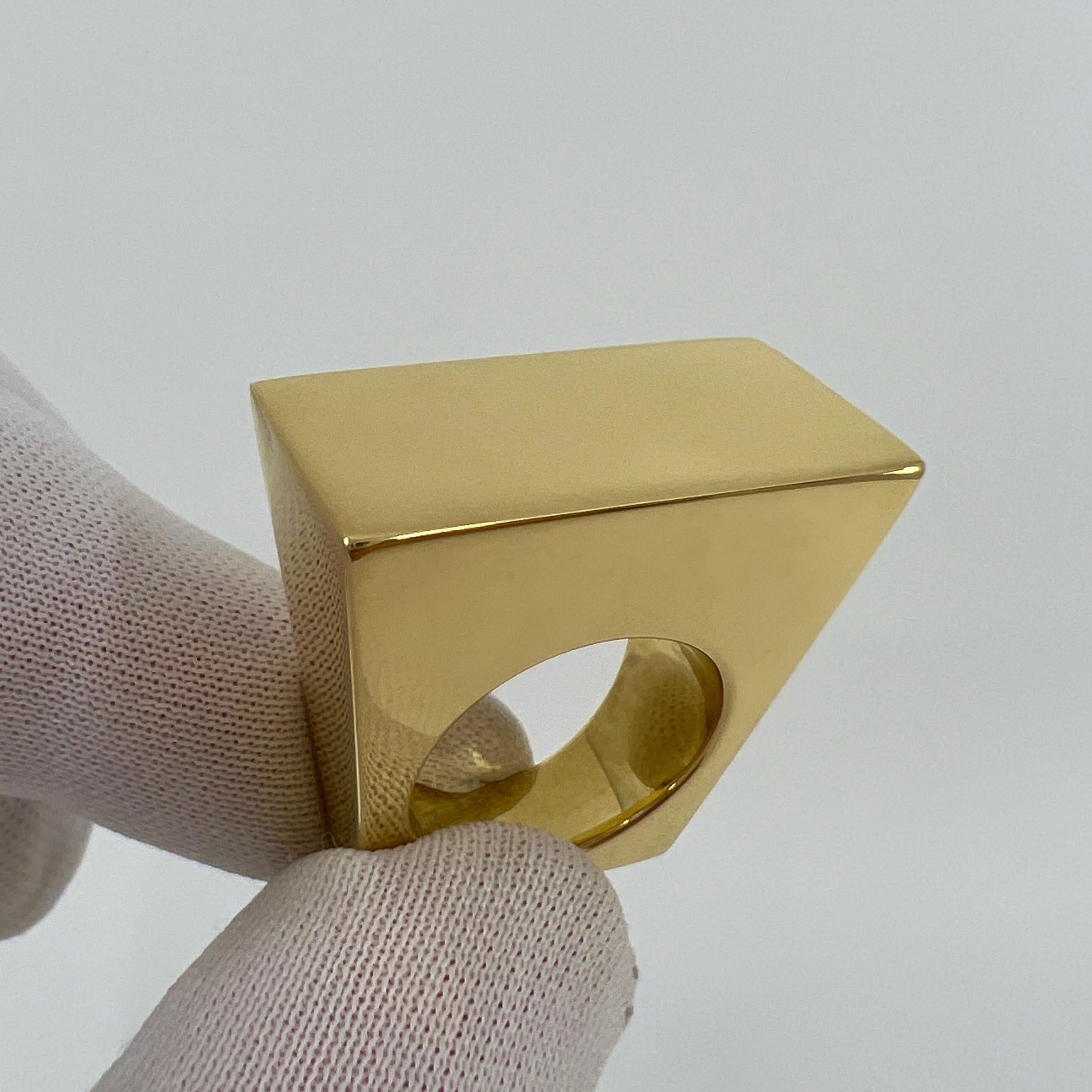 Women's Rare Tiffany & Co. Rectangle Made In Italy 18k Yellow Gold Bold Statement Ring For Sale