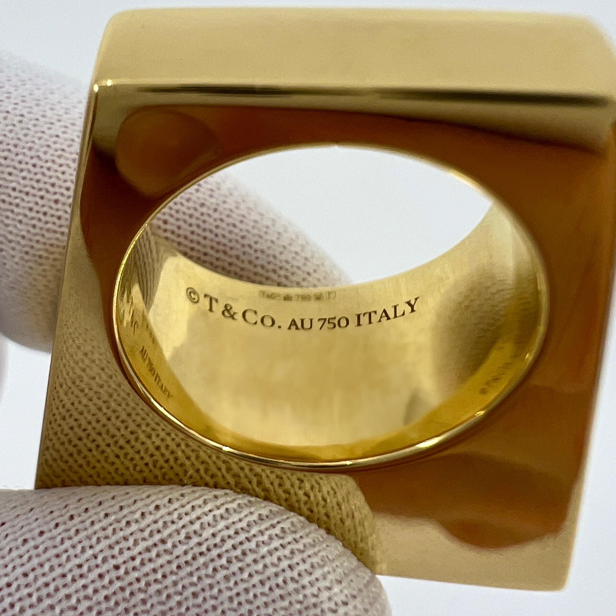 Seltene Tiffany & Co. Rechteck Made in Italy 18k Gelbgold Bold Statement Ring im Angebot 2