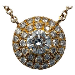 Rare Tiffany & Co. Soleste Round Cut Diamond 18k Yellow Gold Pendant Necklace