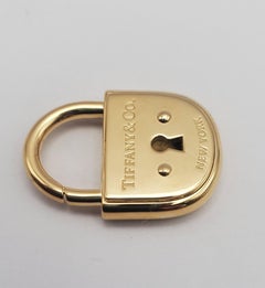 Rare Tiffany & Co Solid 18k 750 Yellow Gold Lock Heavy Arc Pendant
