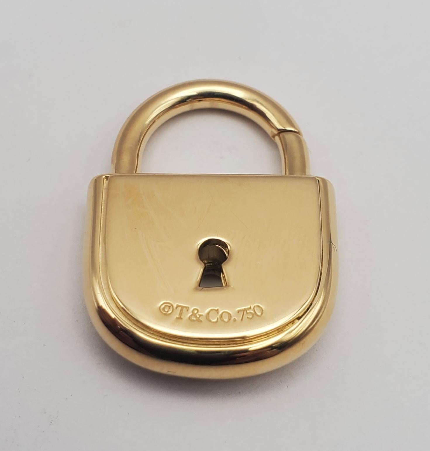 Women's or Men's Rare Tiffany & Co Solid 18k 750 Yellow Gold Lock Heavy Arc Pendant