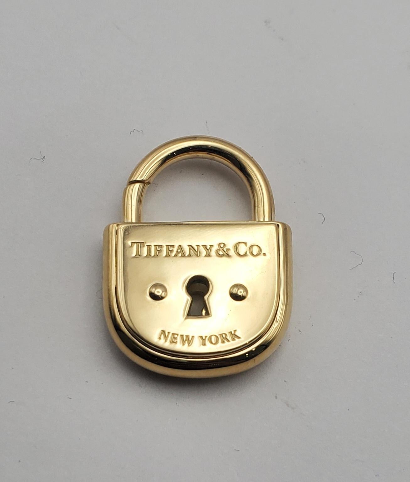 Rare Tiffany & Co Solid 18k 750 Yellow Gold Lock Heavy Arc Pendant 1