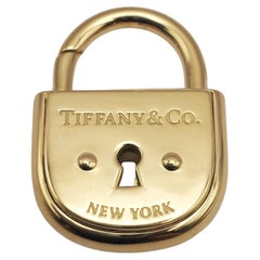 Rare Tiffany & Co Solid 18k 750 Yellow Gold Lock Heavy Arc Pendentif 