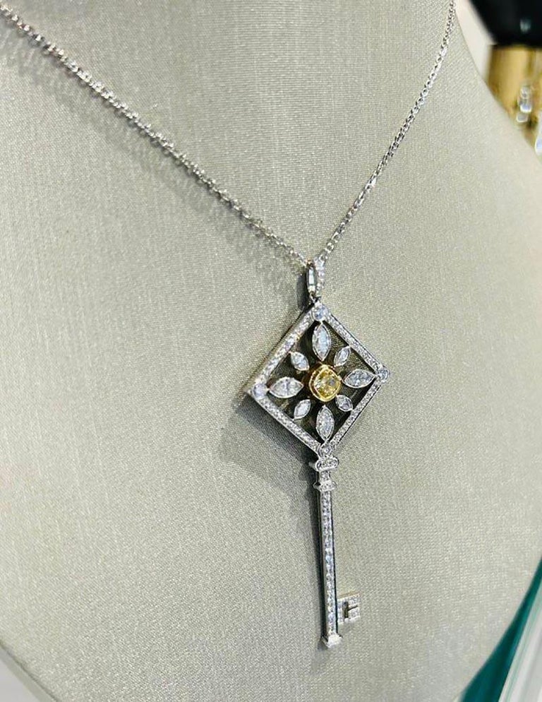 Rare Tiffany and Co. Tiffany Kaleidoscope Platinum Key Pendant 