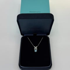 Rare Tiffany & Co Victoria Aquamarine & Diamond Platinum Flower Pendant Necklace