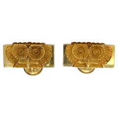 Rare Tiffany & Co. Vintage Owl Cufflinks 18K Yellow Gold
