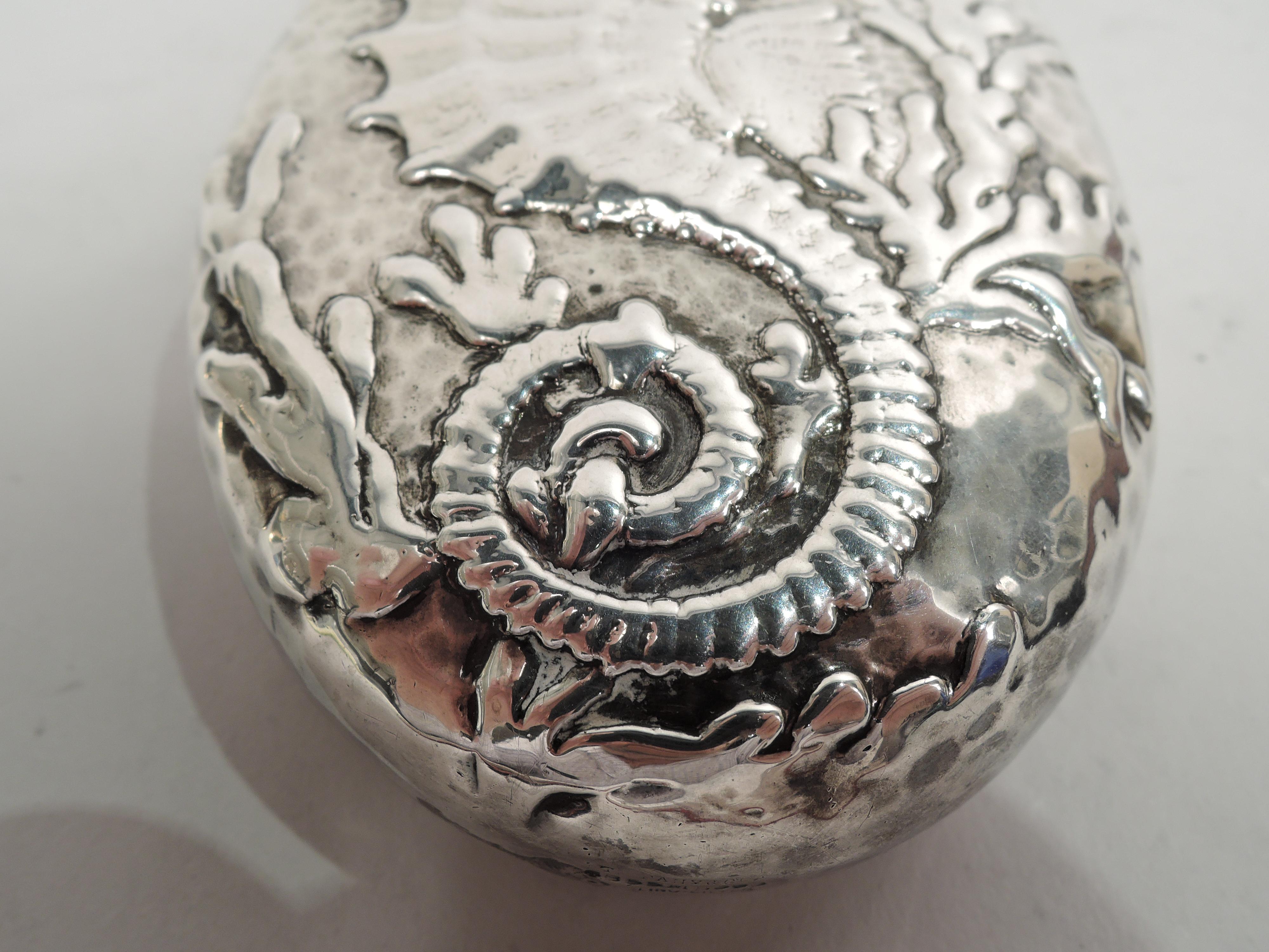 19th Century Rare Tiffany Sterling Silver Seahorse Flask