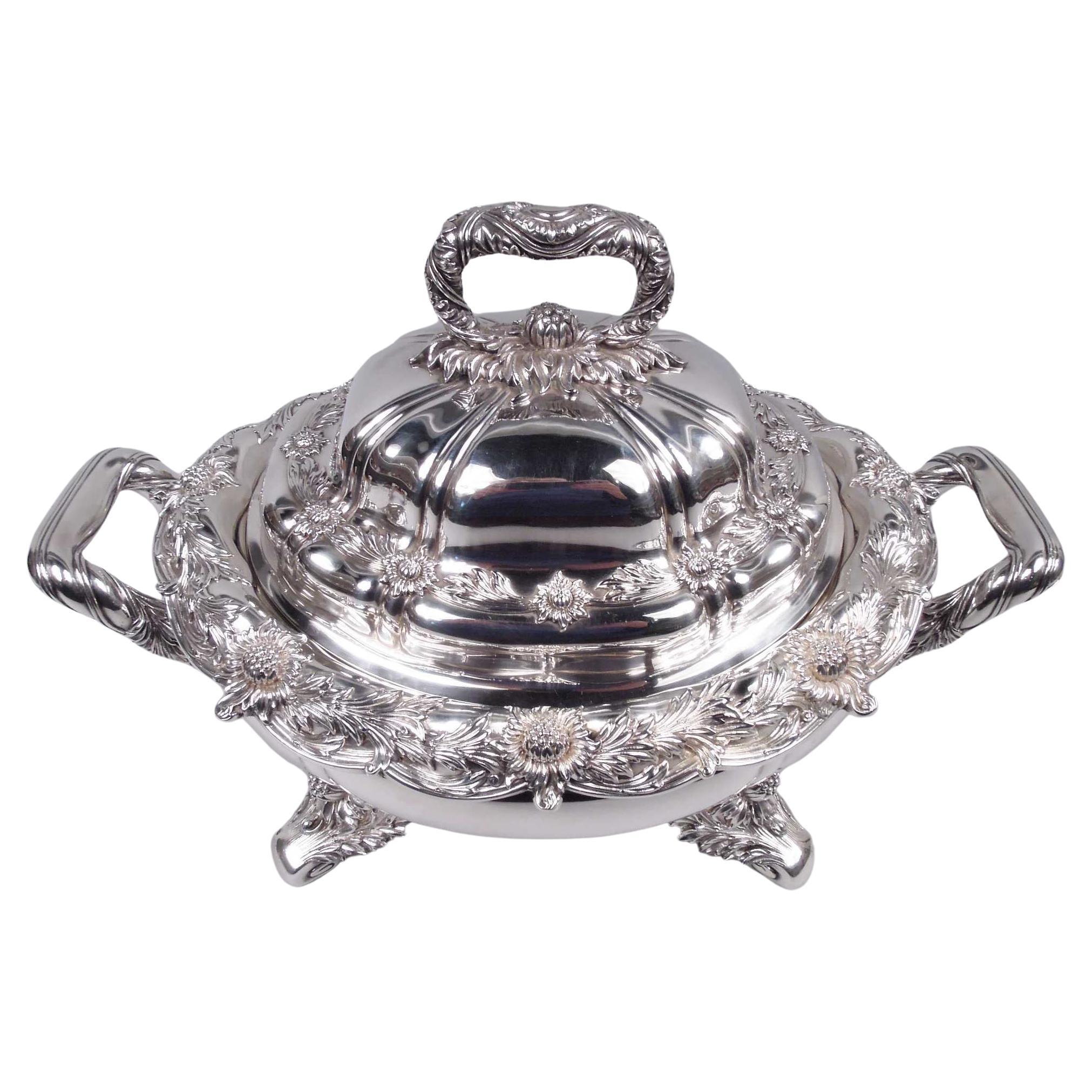 Rare Tiffany Sterling Silver Soup Tureen in Historic Chrysanthemum Pattern For Sale
