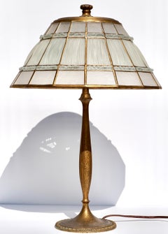 Rare Tiffany Studios White Linenfold Table Lamp