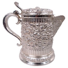 Rare Tiffany Victorian Classical Repousse Sterling Silver Tankard Pitcher