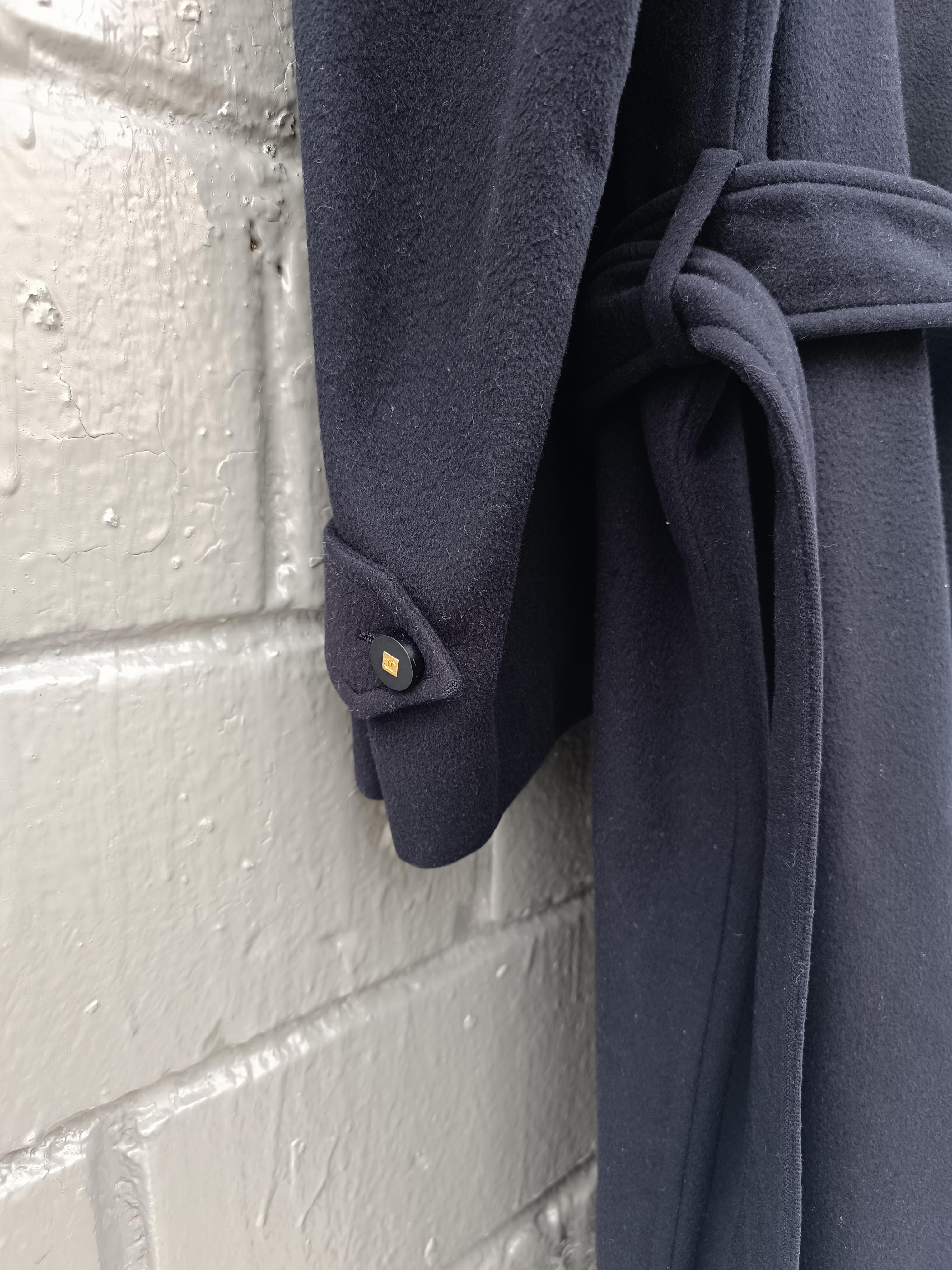 Rare! Timeless Chanel Fall winter 1996 Belt Cashmere Coat with Logo Buttons 7