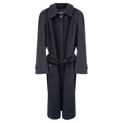 Rare! Timeless Chanel Fall winter 1996 Belt Cashmere Coat with Logo Buttons
