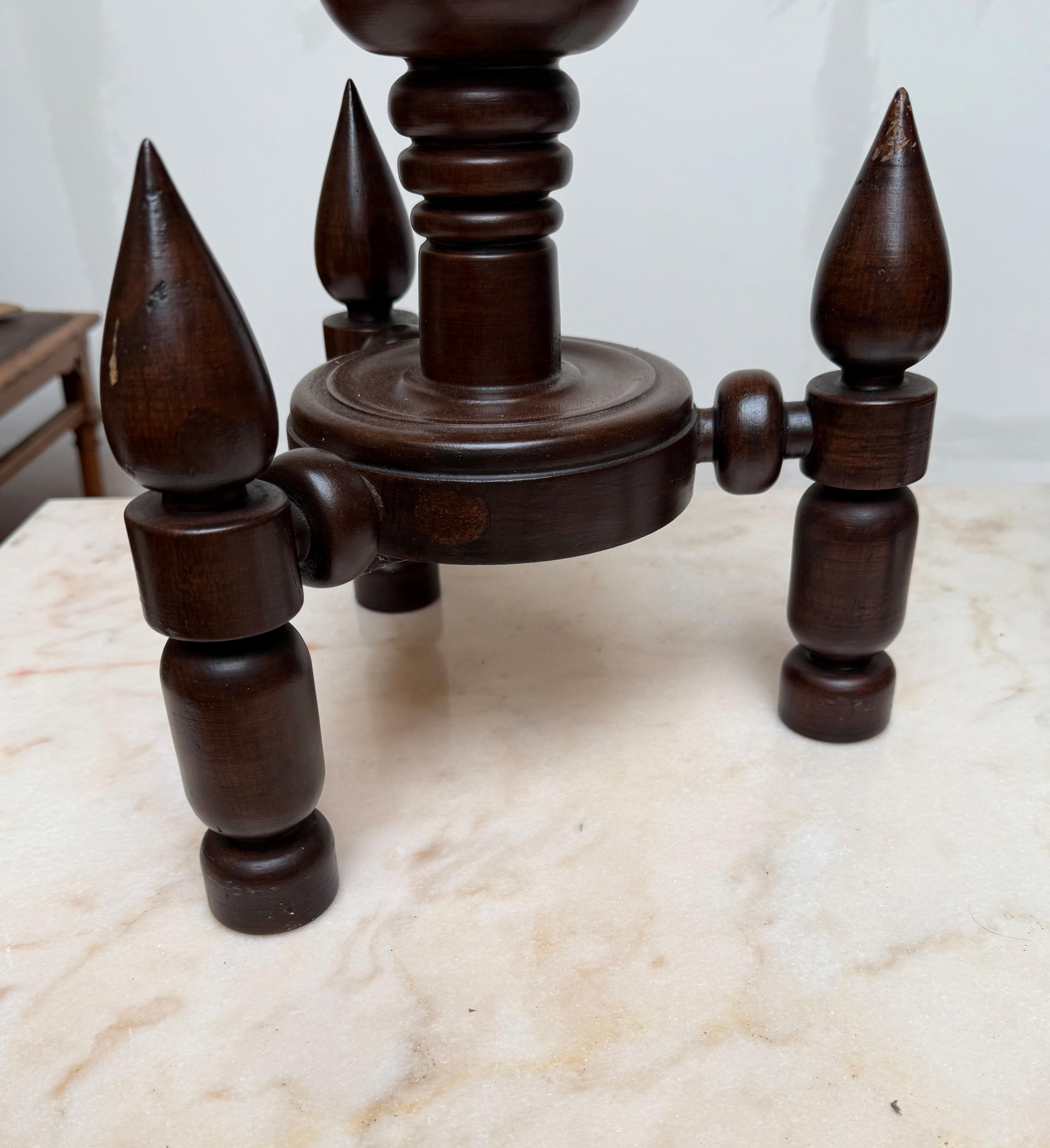 Rare & Timless Design Crafted Solid Wood End or Side Tables Attr Charles Dudouyt For Sale 3