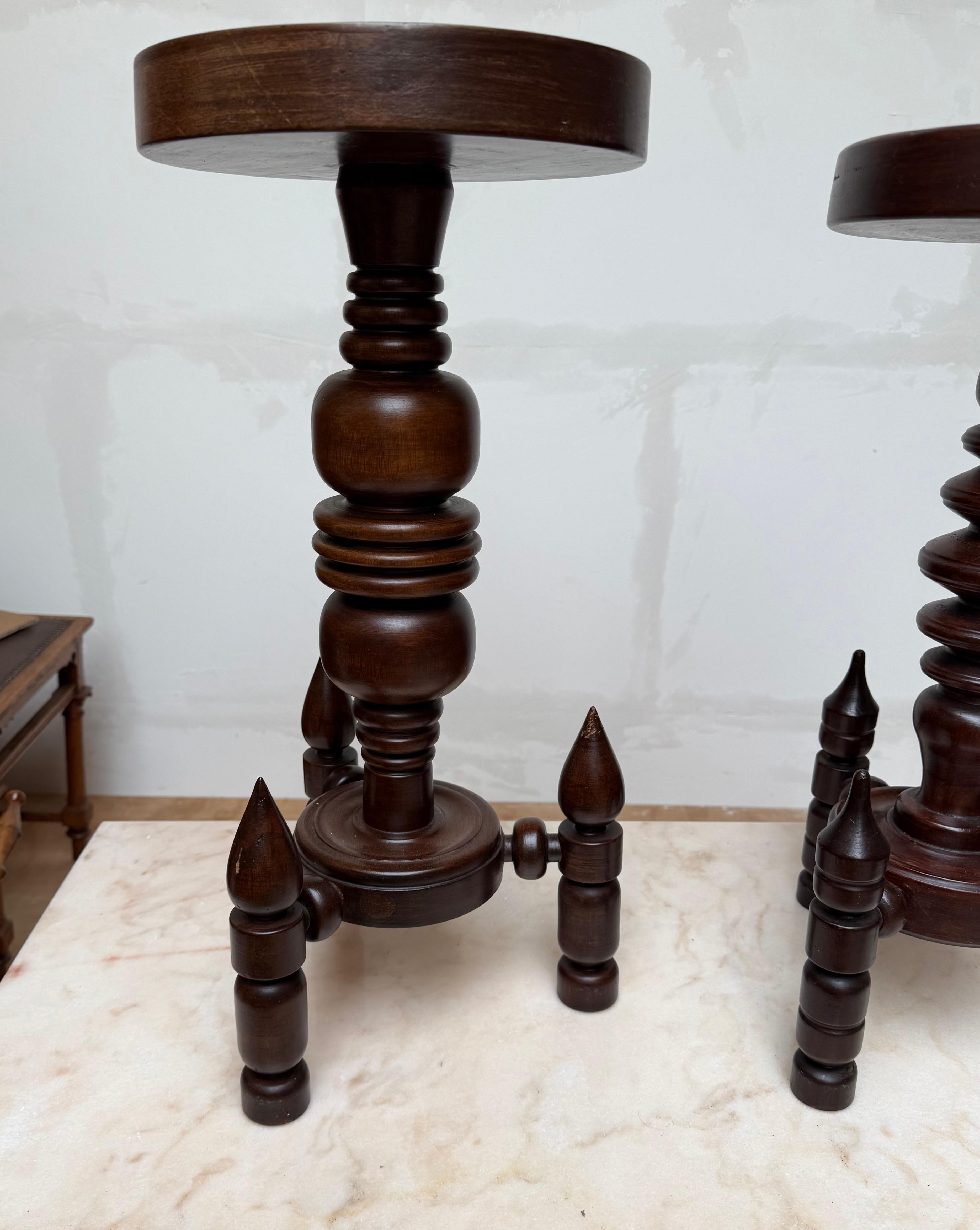 Rare & Timless Design Crafted Solid Wood End or Side Tables Attr Charles Dudouyt For Sale 4
