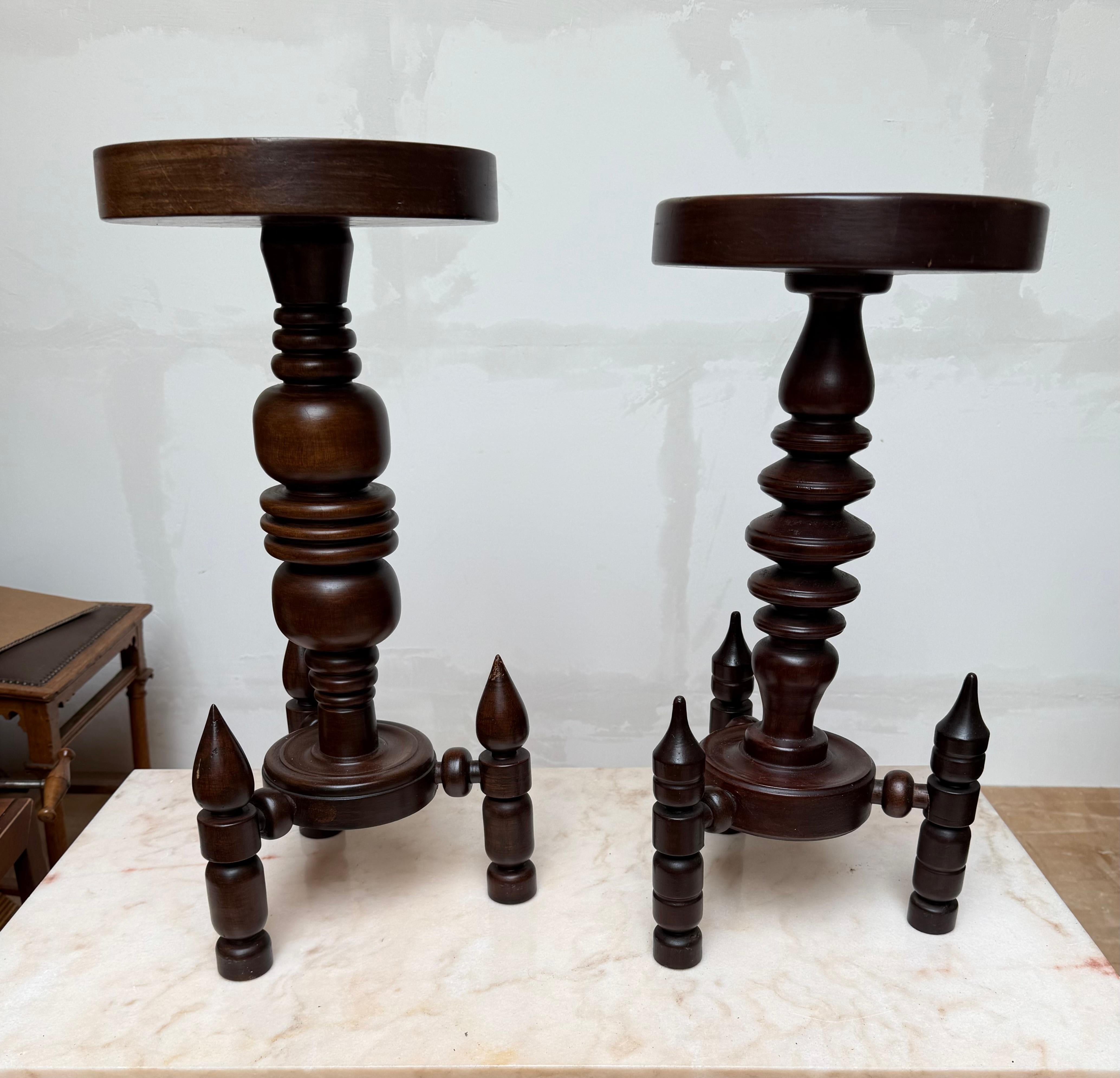 Rare & Timless Design Crafted Solid Wood End or Side Tables Attr Charles Dudouyt For Sale 5