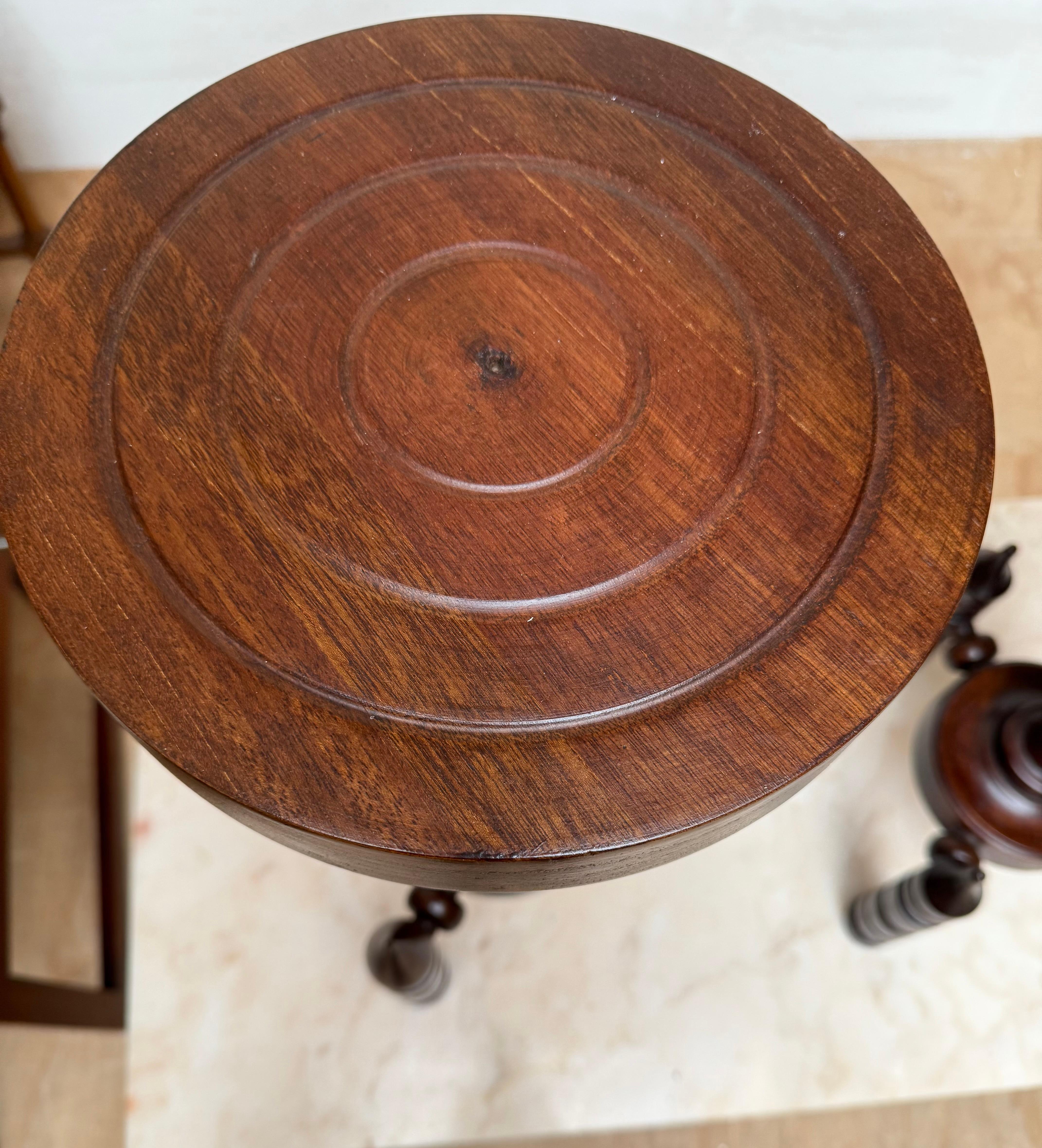 Rare & Timless Design Crafted Solid Wood End or Side Tables Attr Charles Dudouyt For Sale 7