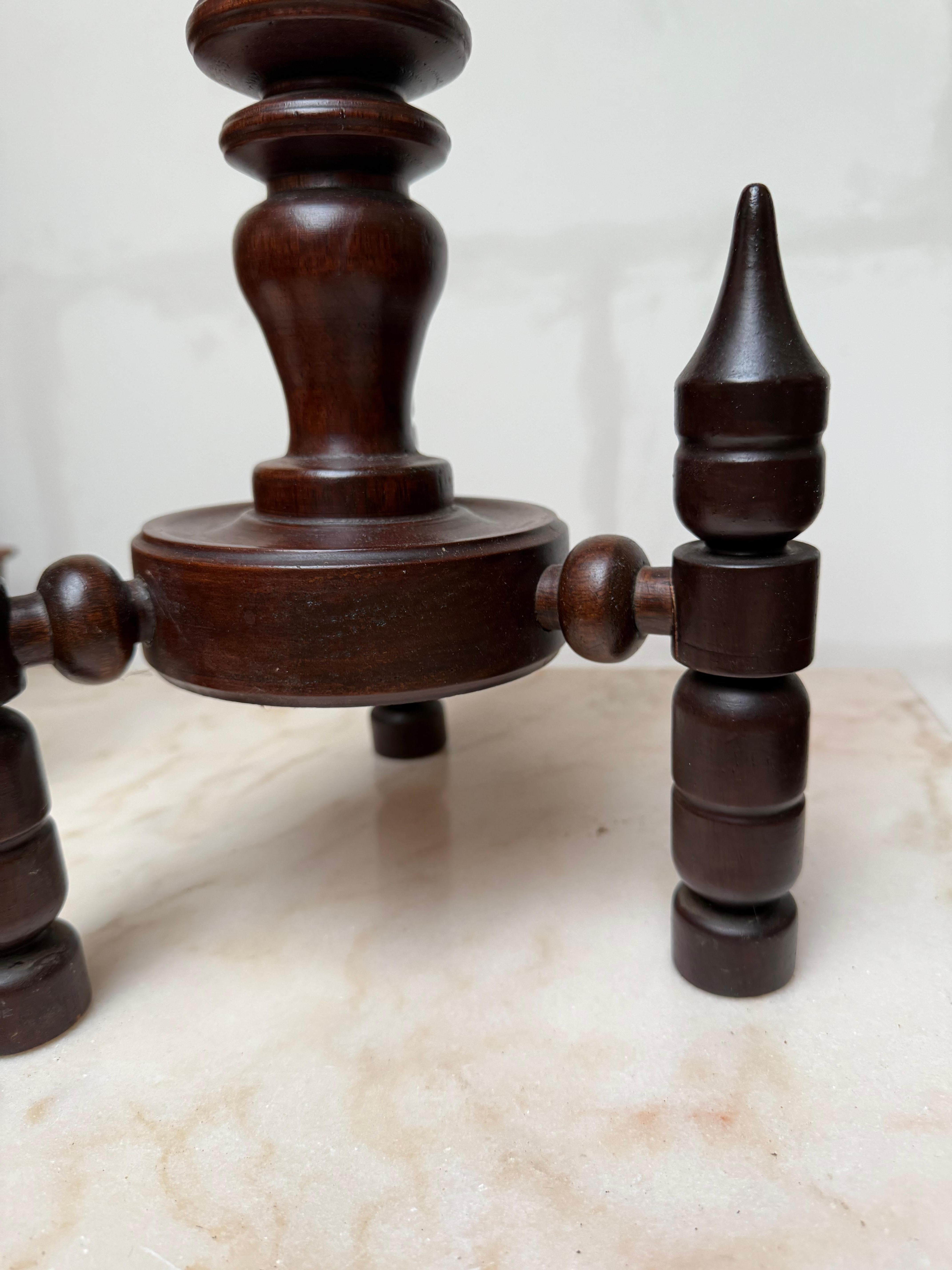 Rare & Timless Design Crafted Solid Wood End or Side Tables Attr Charles Dudouyt For Sale 9