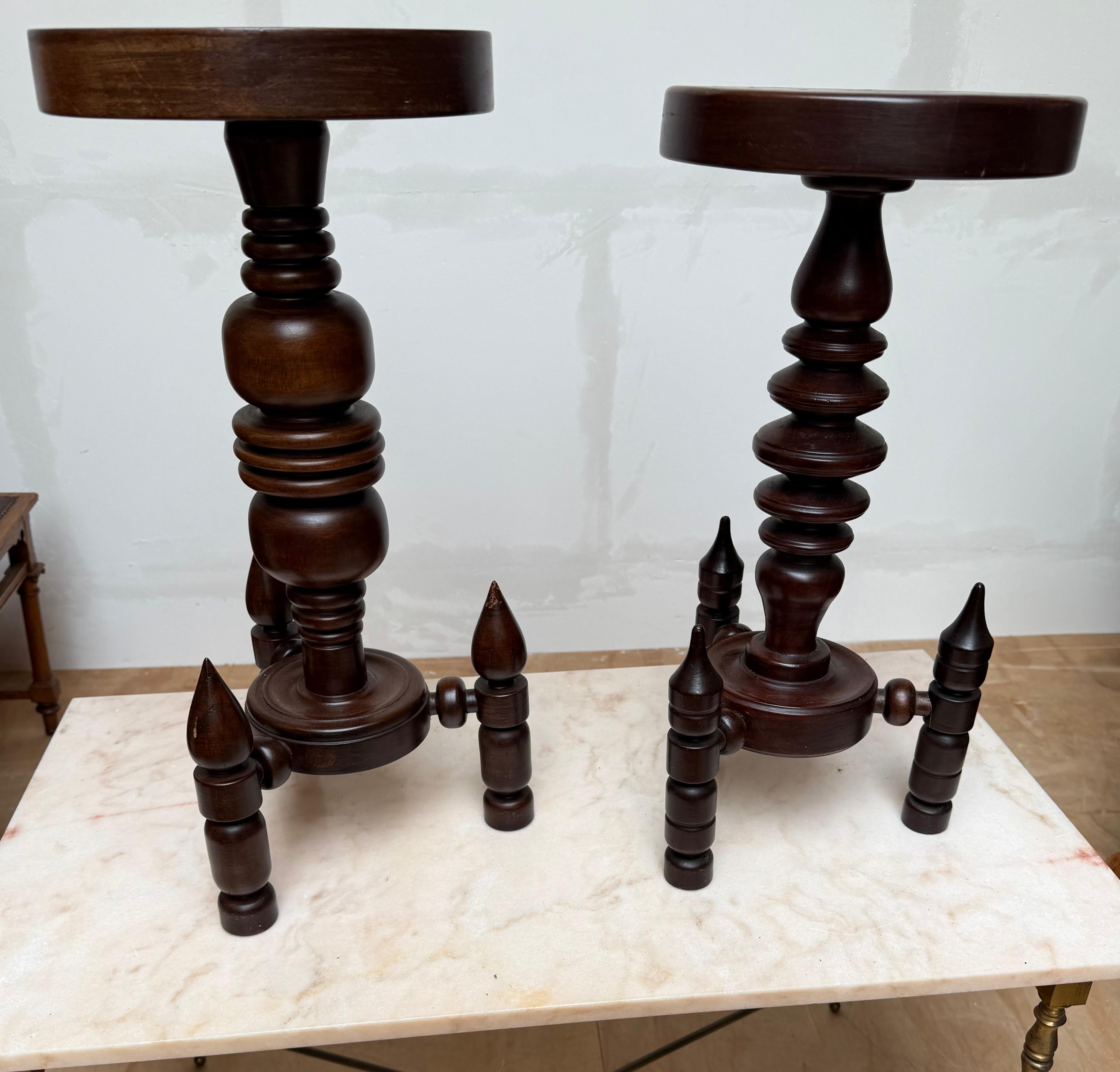 Rare & Timless Design Crafted Solid Wood End or Side Tables Attr Charles Dudouyt For Sale 11