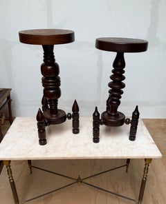 Rare & Timless Design Crafted Solid Wood End or Side Tables Attr Charles Dudouyt