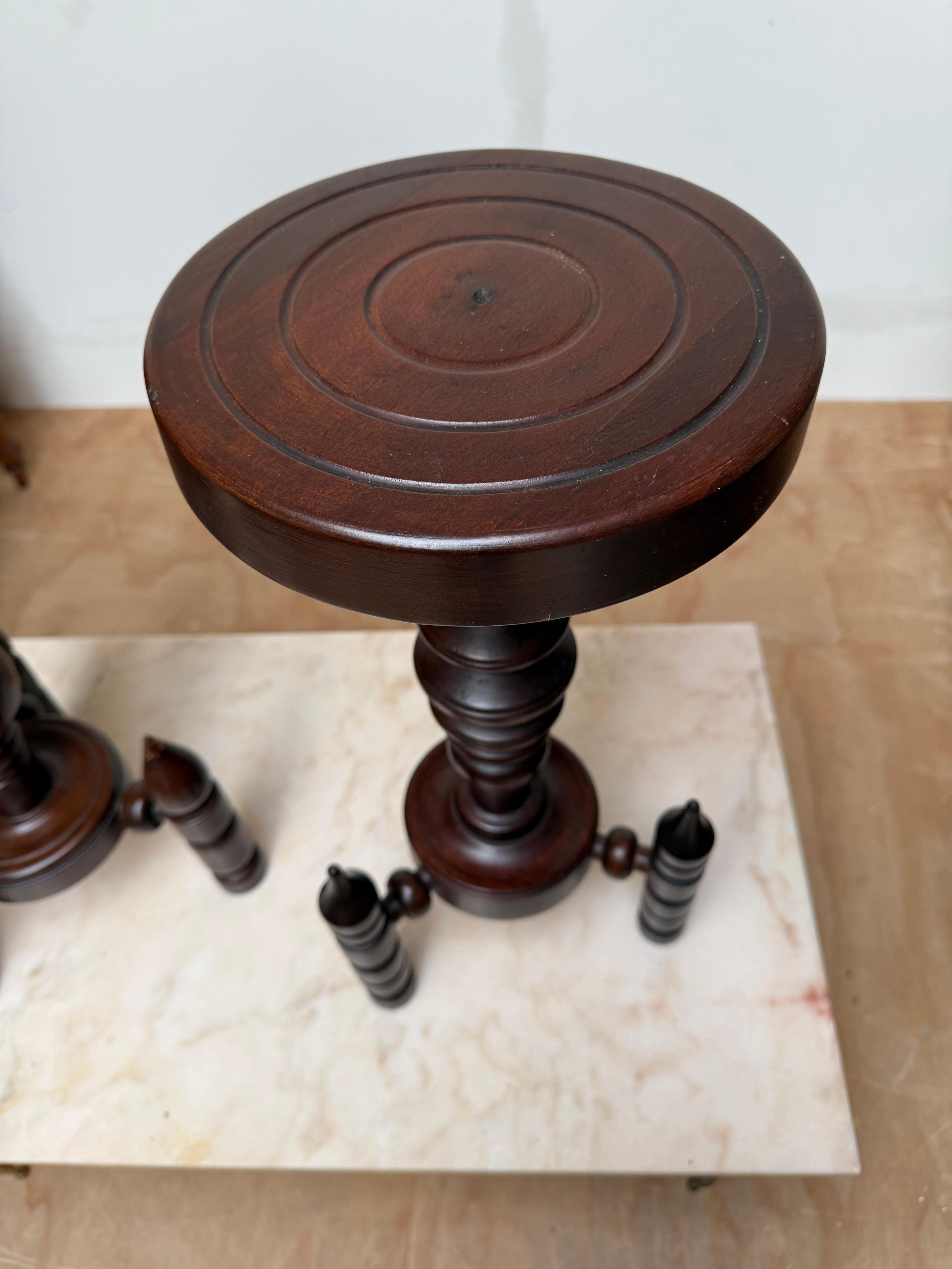 Brutalist Rare & Timless Design Crafted Solid Wood End or Side Tables Attr Charles Dudouyt For Sale