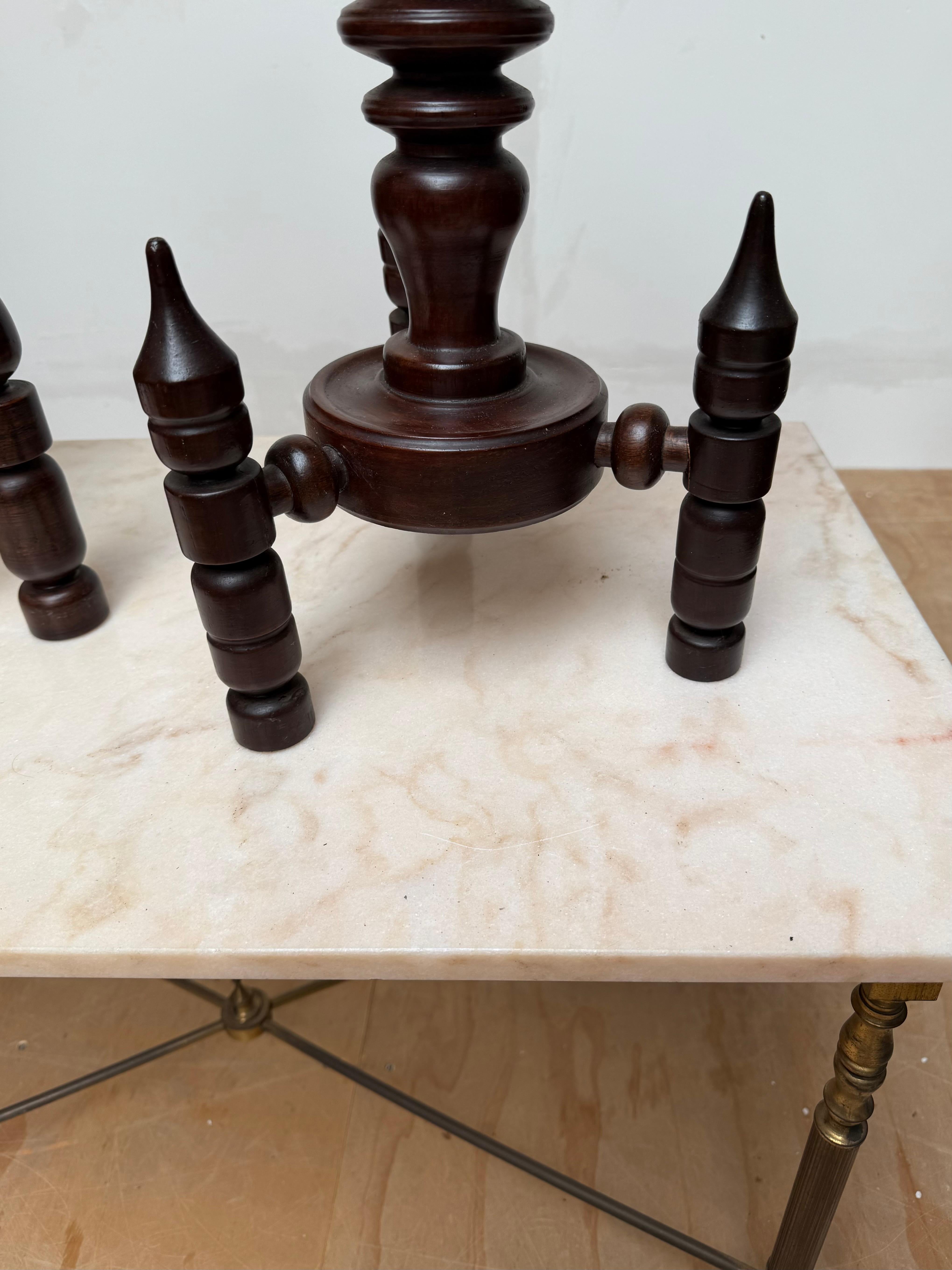 Hand-Crafted Rare & Timless Design Crafted Solid Wood End or Side Tables Attr Charles Dudouyt For Sale