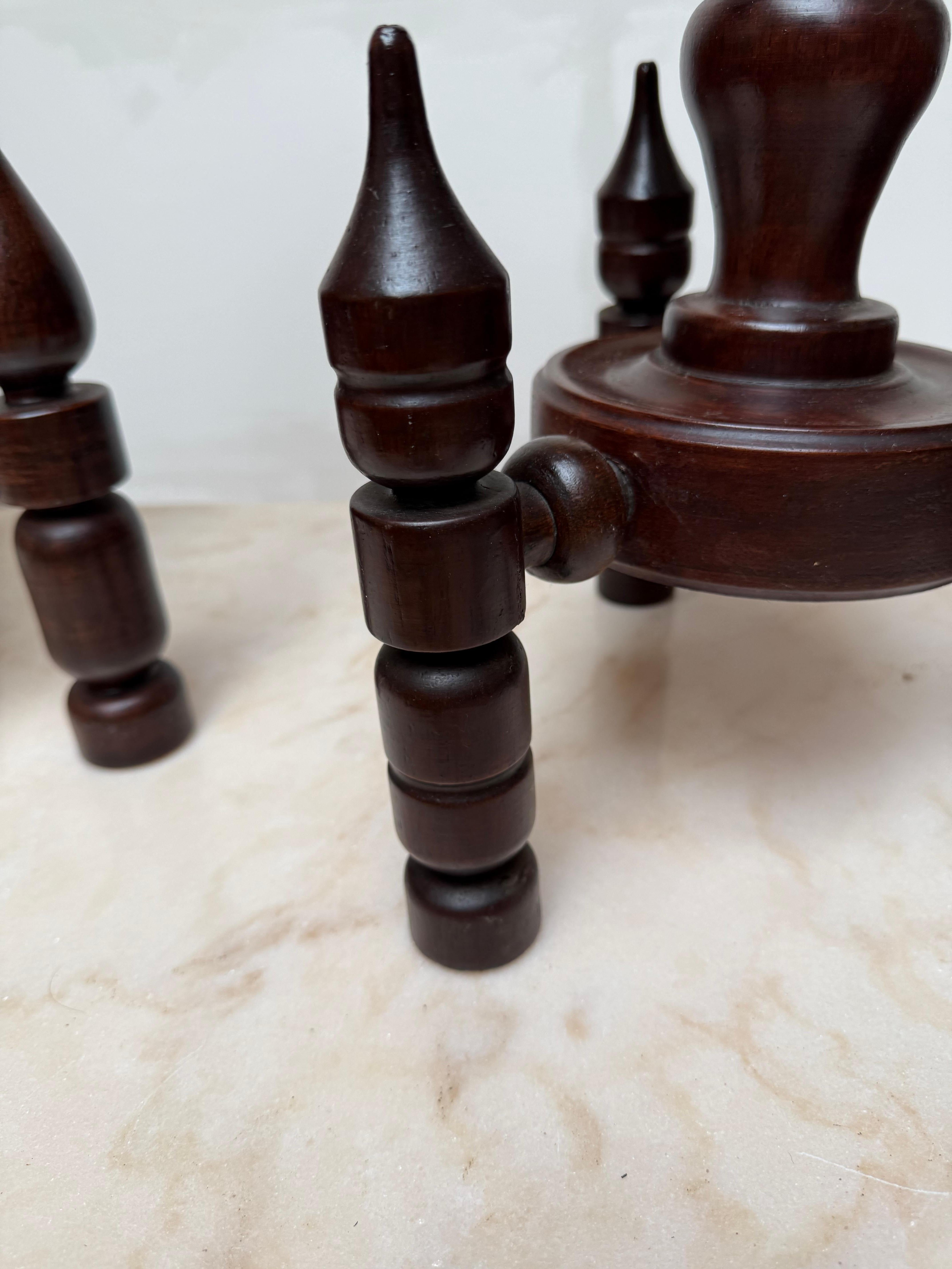 Rare & Timless Design Crafted Solid Wood End or Side Tables Attr Charles Dudouyt In Good Condition For Sale In Lisse, NL
