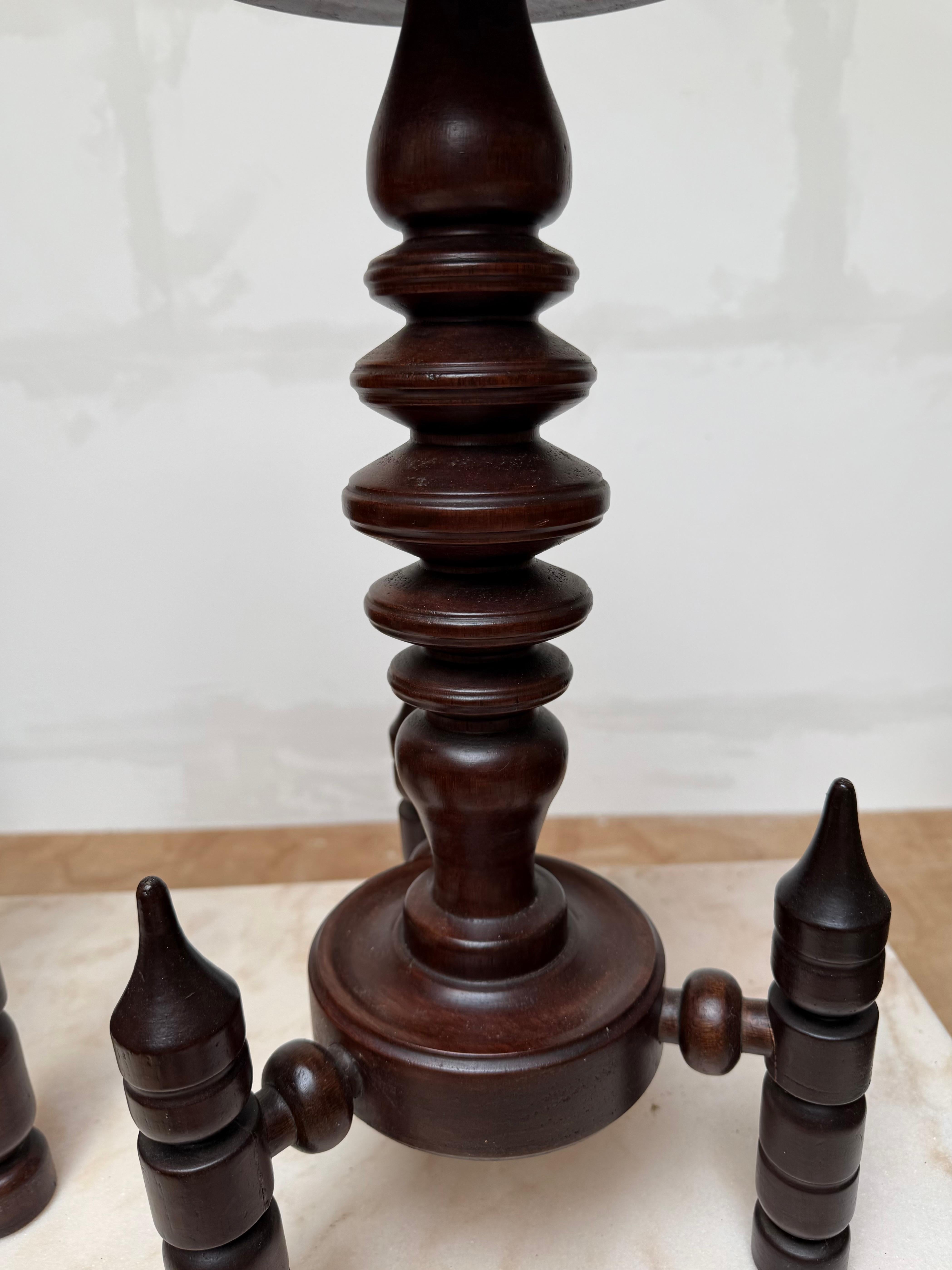 Rare & Timless Design Crafted Solid Wood End or Side Tables Attr Charles Dudouyt For Sale 1