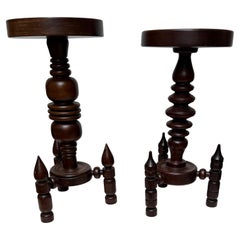 Rare & Timless Design Crafted Solid Wood End or Side Tables Attr Charles Dudouyt