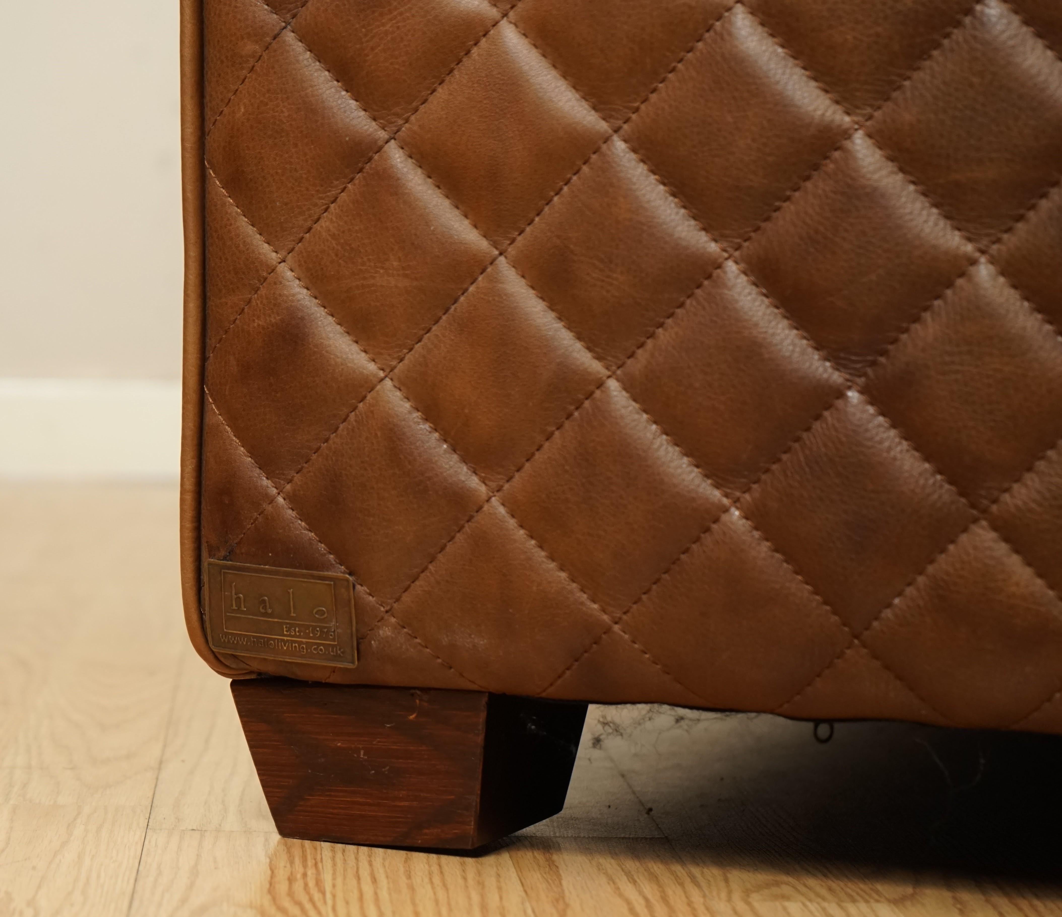 Rare Timothy Oulton Viscount Diamond Stitch Design Brown Leather 3/4 Seater Sofa 2
