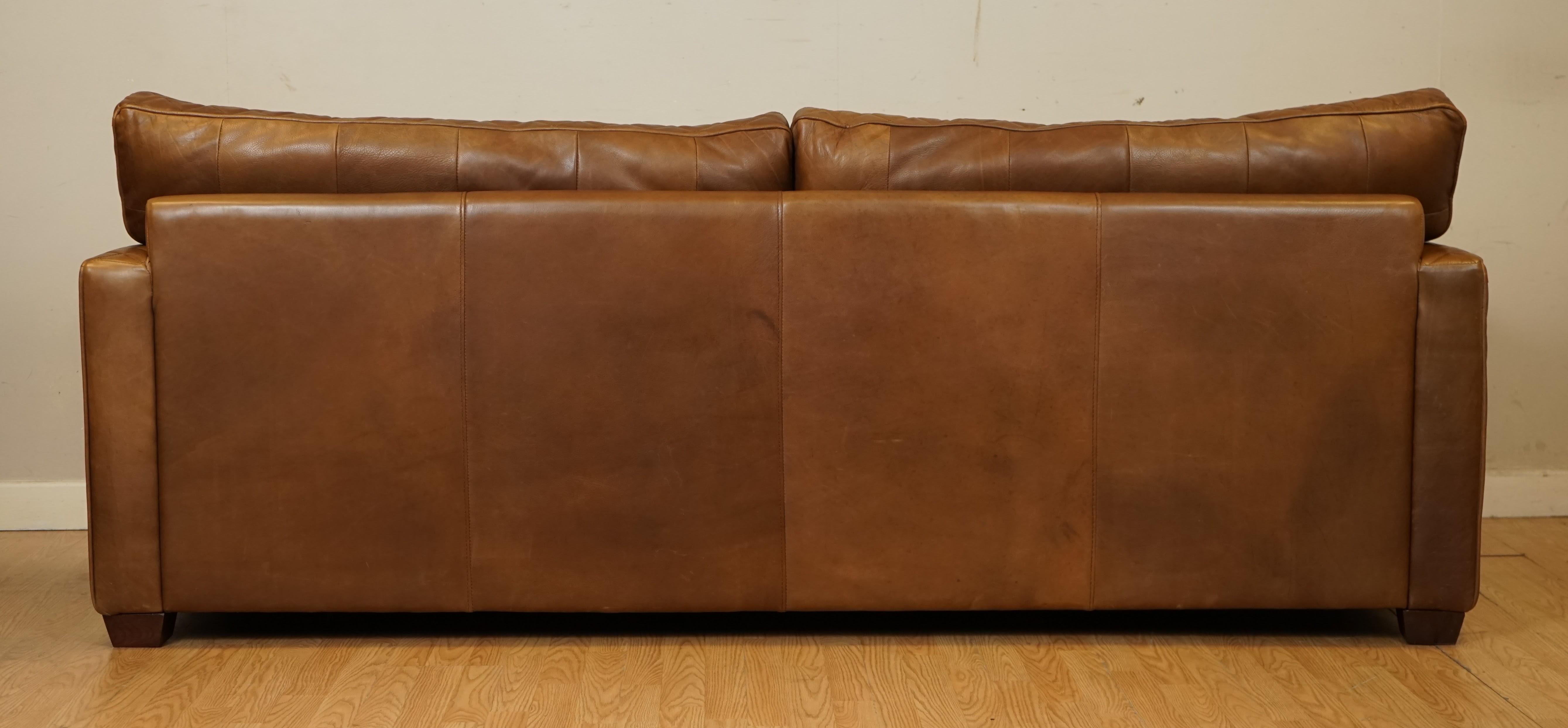 Rare Timothy Oulton Viscount Diamond Stitch Design Brown Leather 3/4 Seater Sofa 4