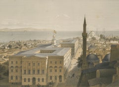 Rare Tinted Lithograph of the Ministry of War in Istanbul, 1852