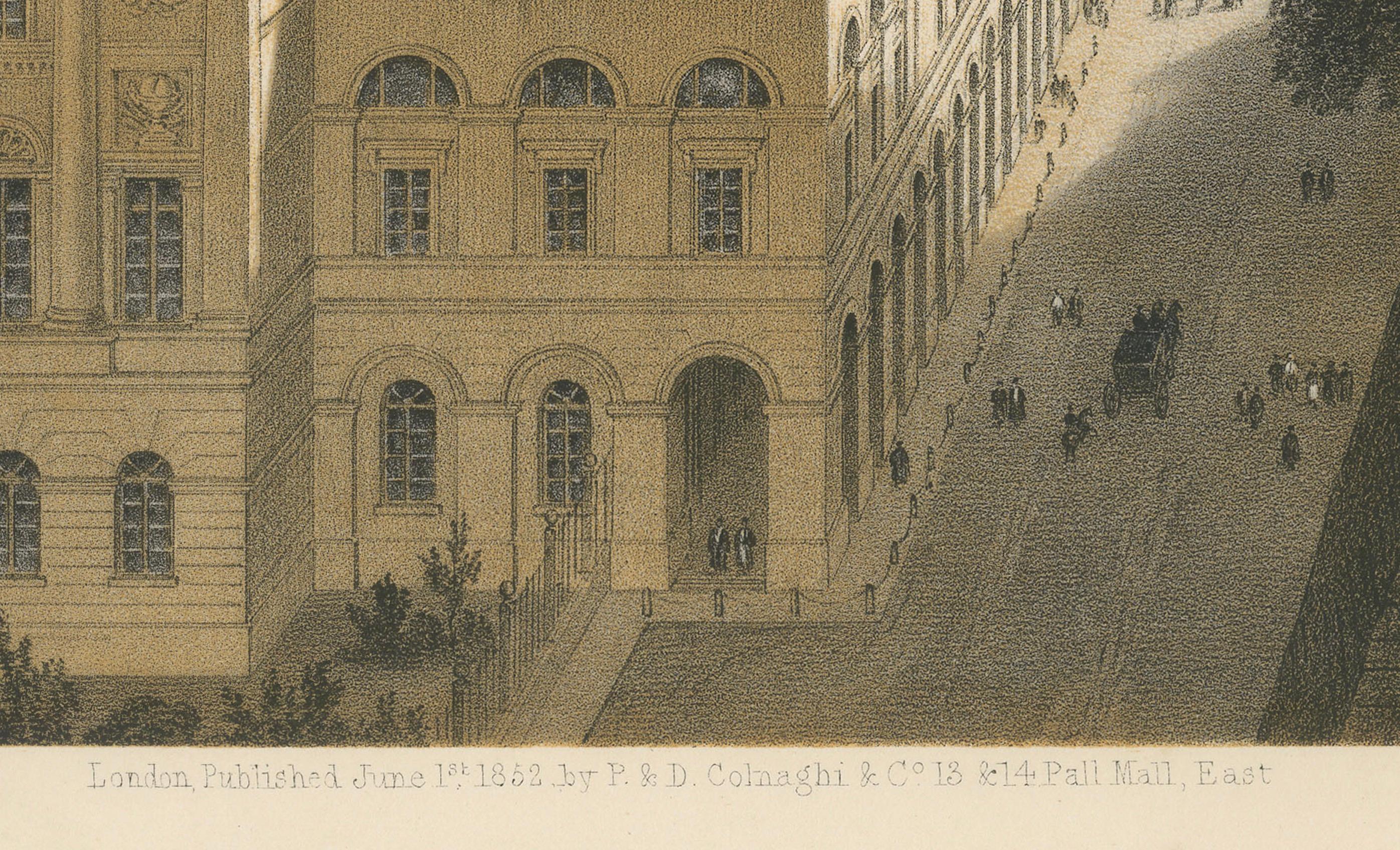 Paper Rare Tinted Lithograph of the Ministry of War in Istanbul, 1852 For Sale