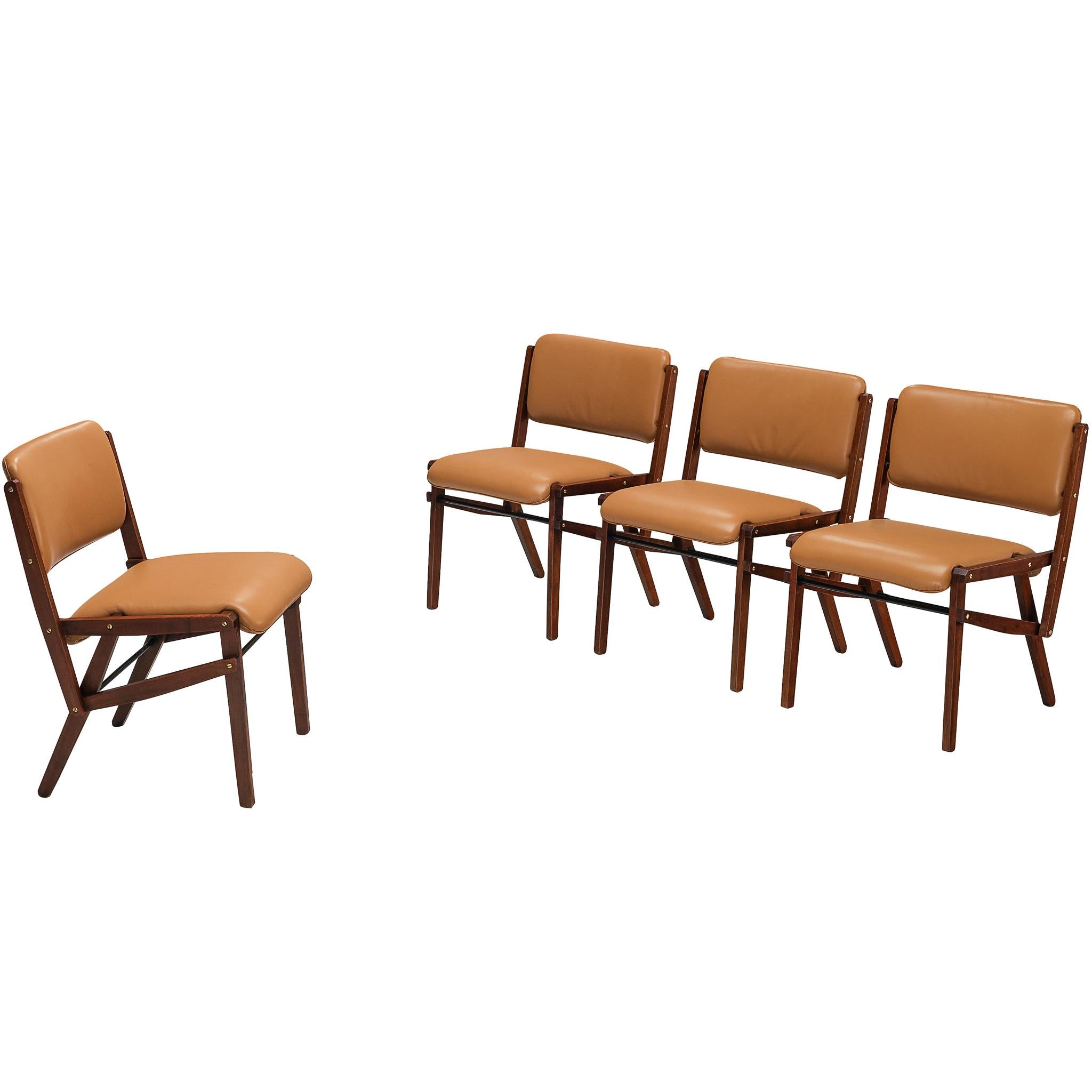 Rare Titina Ammannati & Giampiero Vitelli Set of Four Dining Chairs in Mahogany For Sale