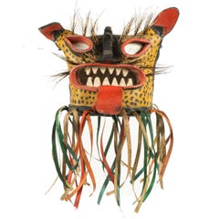 Rare to Find Folk Art Jaguar Mask Found in Zitlala, Guerrero, Mid-20th Century