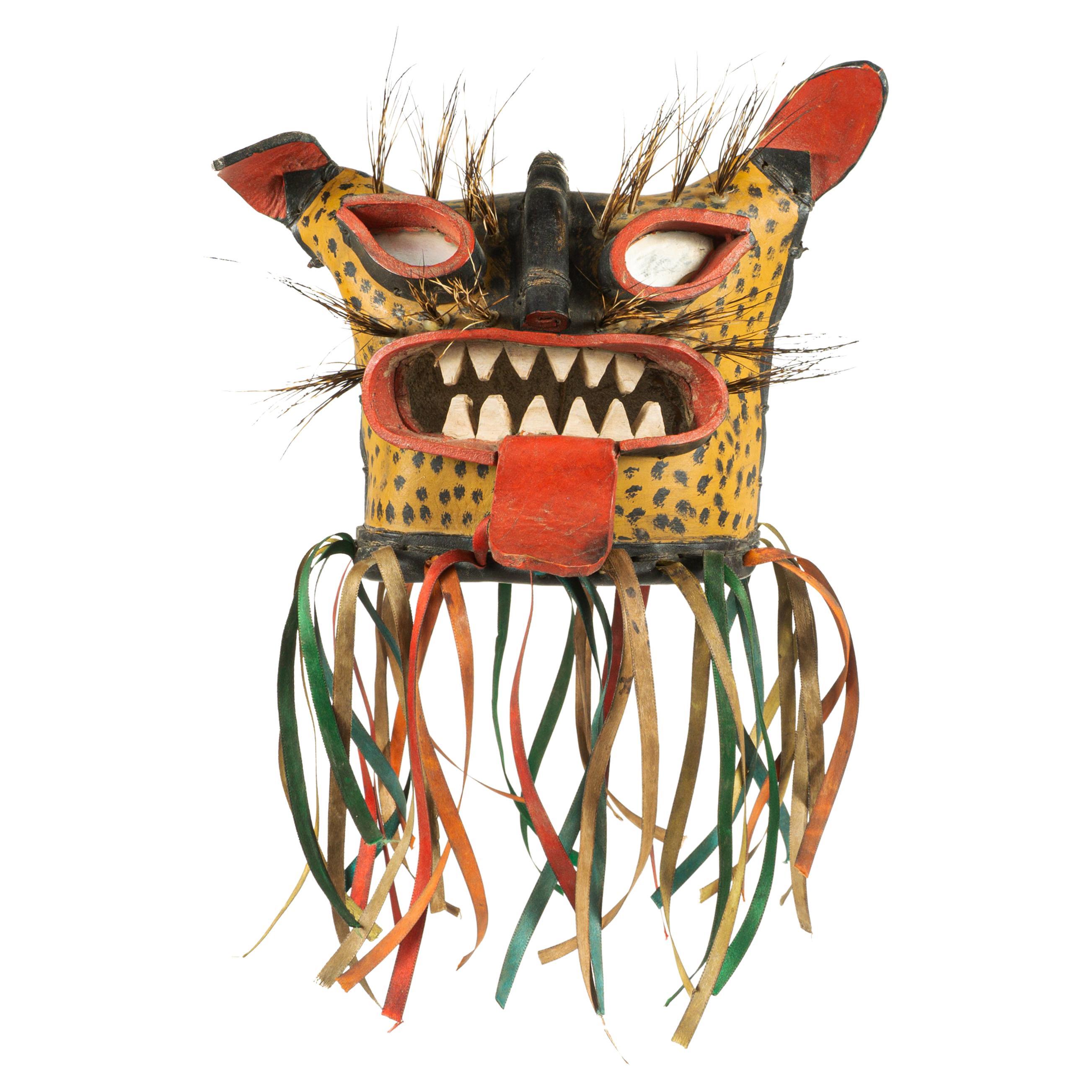 Rare to Find Folk Art Jaguar Mask Found in Zitlala, Guerrero, Mid-20th Century