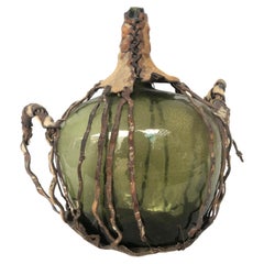 Demijohn en verre soufflé vert du sud du Mexique:: mi 19ème siècle:: rare à trouver