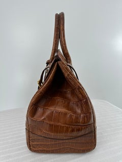 Rare - Ralph Lauren Ricky 33 Cognac Alligator Satchel with Gold Hardware